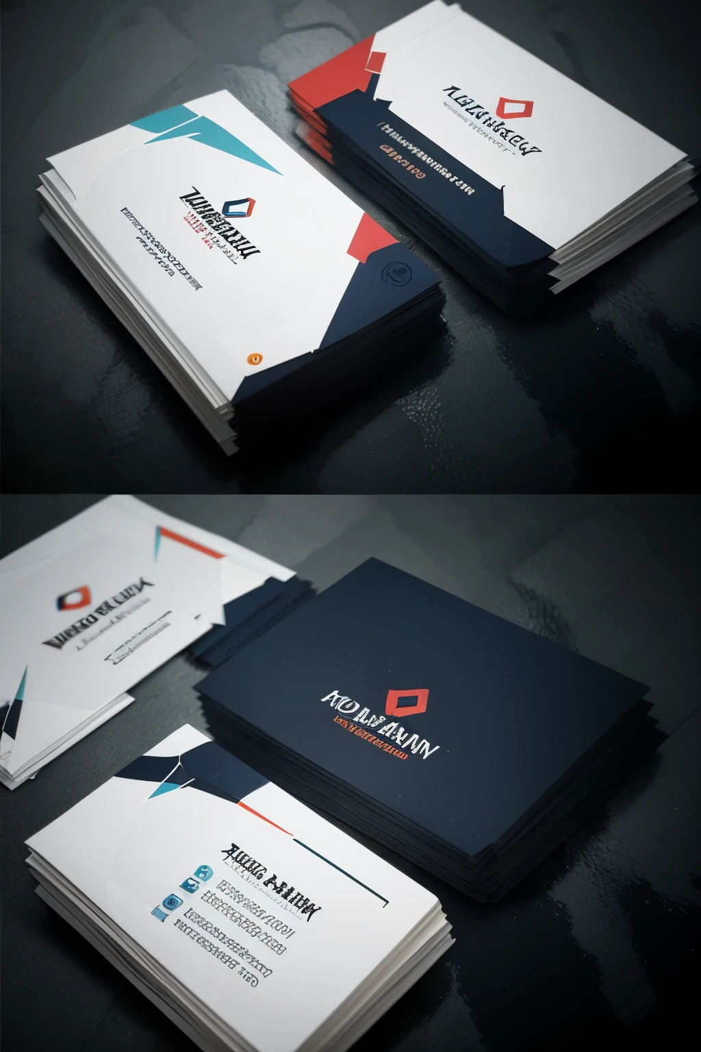 design a business card, con tonos azules oscuros que el logo diga wiex