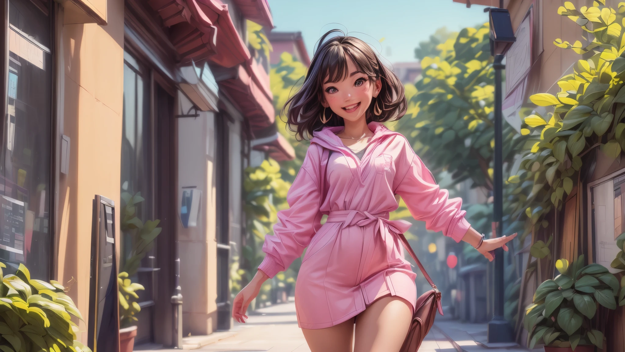 (best quality,4k,8k,highres,masterpiece:1.2),ultra-detailed, College Girl walking around college campus, strutting her stuff, Smiling and laughing, Flirting with the viewer, HDR, 8k, absurdres, cinestill 800, sharp focus, add_detail:3 (solo woman) Tenchan