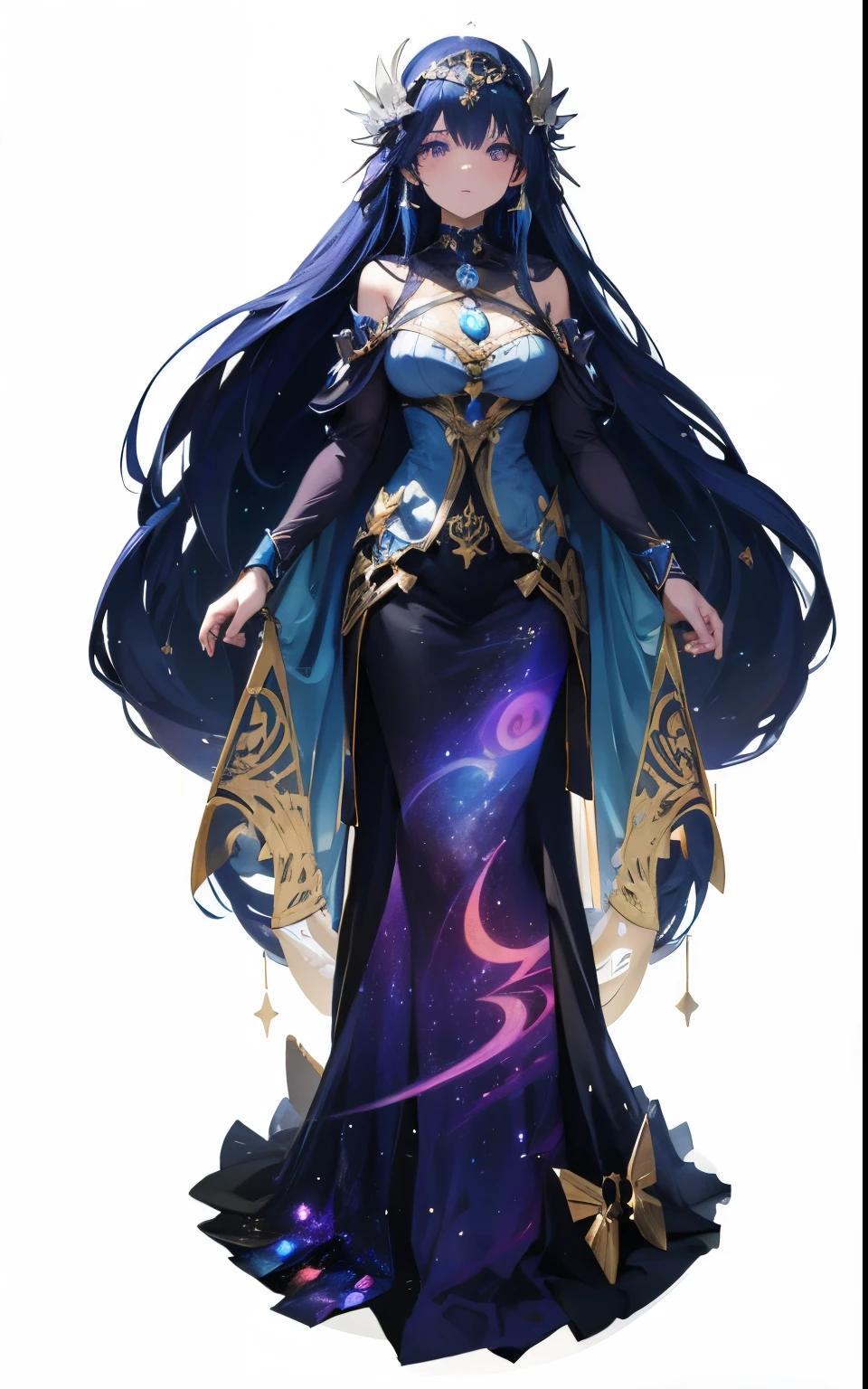 One is wearing a skirt、Masked woman,Can't see face clearly,Anime art nouveau universe display, moon goddess, astral dress, dark astral dress, Astral Witch Clothes, Cosmic hair anime girl, galaxy goddess, Moon themed clothing, goddess in heaven, space goddess, goddess of space and time, Winged cosmic horror entity, moon goddess, A goddess the size of the Milky Way