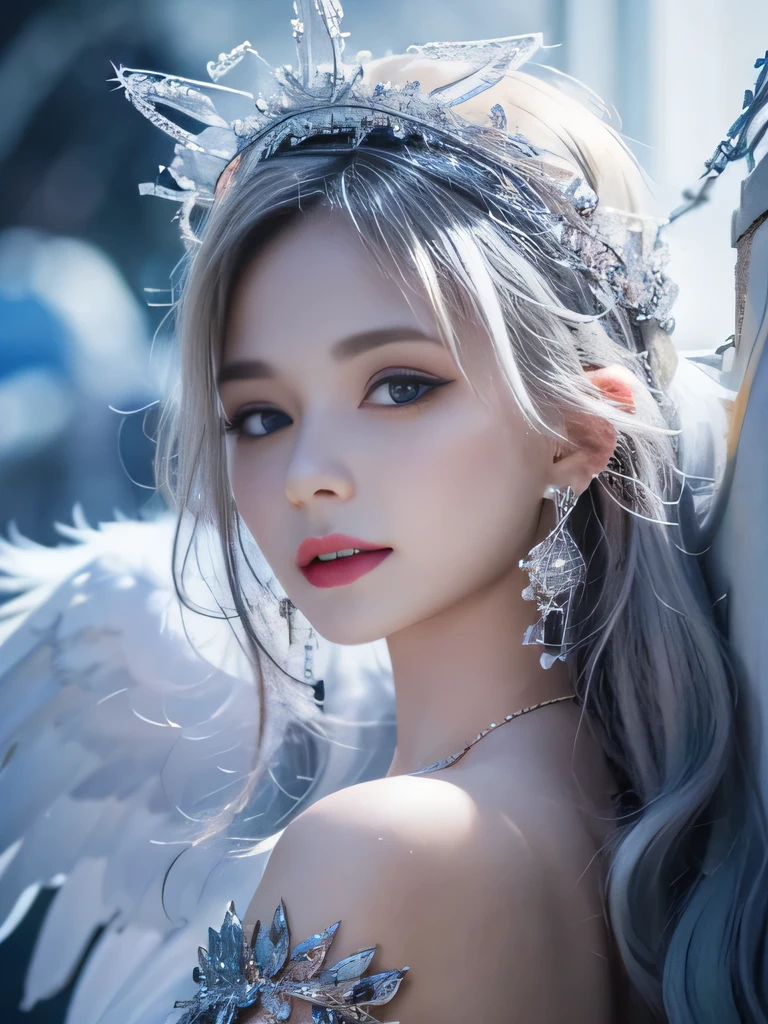 High-quality work,Realistic works,Super premium graphics,8K HD CG works,high quality graphics,High-definition and exquisite CG works,10x pixels,Ultra-fine details:1.1,Advanced technical details:1.1Realistic photo effects,Interior lighting effects:1.5,natural soft light:1.5. Light effect(Virtual light effects:1.8),ultra high resolution,shining dress,sliver long hair,silber hair,transparenthair,high detailed hair(Quality hair details:1.1)Clear eyes,Double eyelids look good,Sharp eye makeup, Create exquisite eyelash makeup, tthin eyebrows, Ultra-detailed eyes,a tall nose, lovely red lips, rosey cheeks, With delicate makeup on her face , pretty face, The face shape is perfectly proportioned,(Advanced facial details:1.1)geometric abstract background, white, Green and blue light, arcane art, Depth of written boundary (get tangled, mandala, geometry abstraction, tangle, get tangled), beautiful, (dynamic angle:1.4), (floating colorful sparkles:1) the most beautiful form of chaos, elegant, brutal designer, bright colors , romanticism, bright colors, glow in the dark, wavy, The nature of symmetry, symmetry, Vertical compact design, paisley pattern, firefly ,cinematic light, sexy woman in armor, legendary warriors , beautiful baby, SEX pose, erotic design , erotic face, erotic pose, Pore white hair, , Big eyes, sexy eyes, whole bodyタトゥーだらけ, red lips, sexy lips, sexy face, naked, erotic, erotic pose, whole body, fall angel, , angle of death, holly angel,Women's artwork,Dress full body video,Realism,Amazing Cleavage,My eyes are very bright today