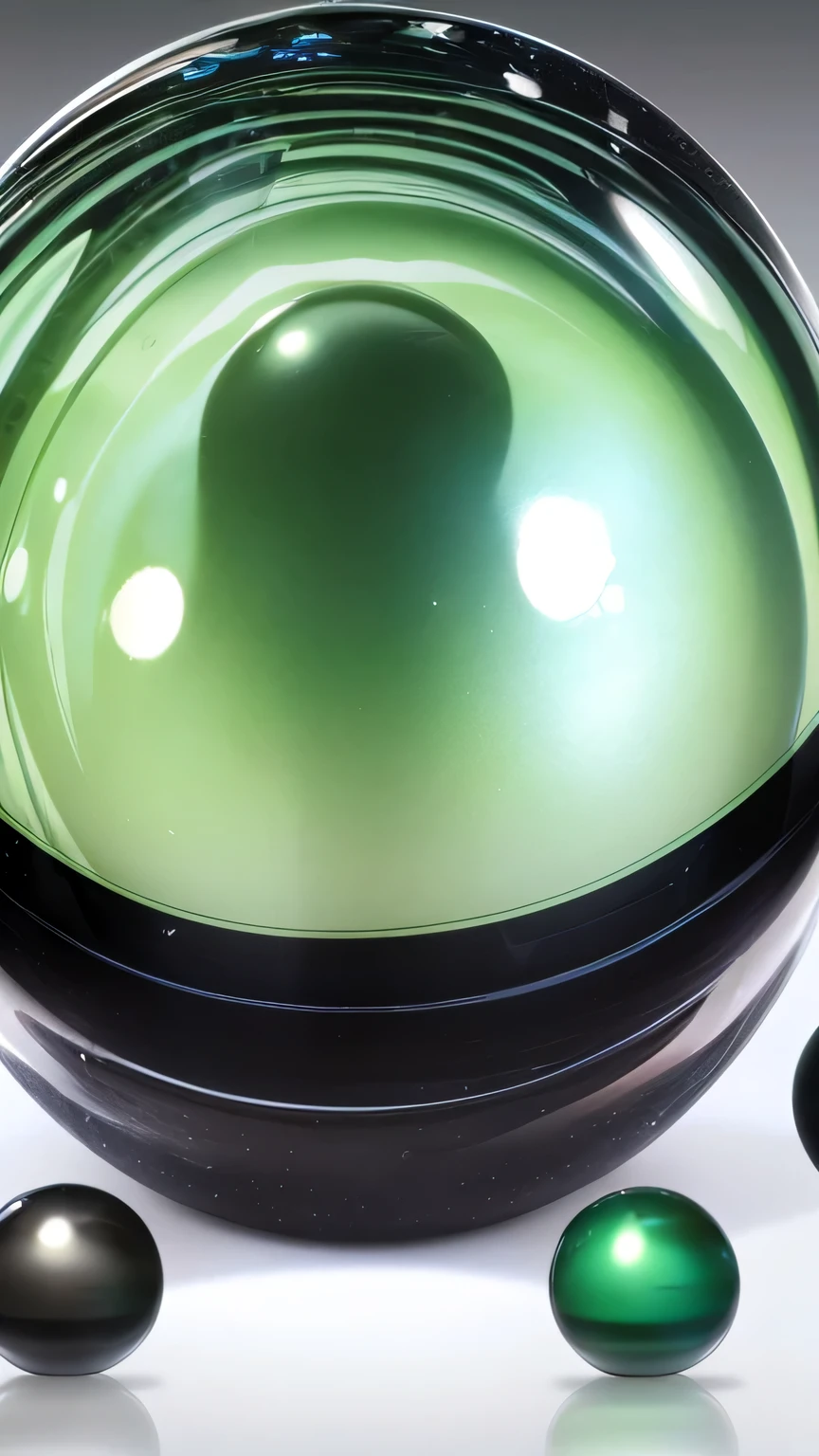 Transparent sphere、5 spheres、soft、dark green、Gradation、genuineistic、genuine、Shapes that fill the screen、shiny、非常にgenuineな、Like a photograph、Perfect sphere、nice、Near future、shiny、dark、Snazzy