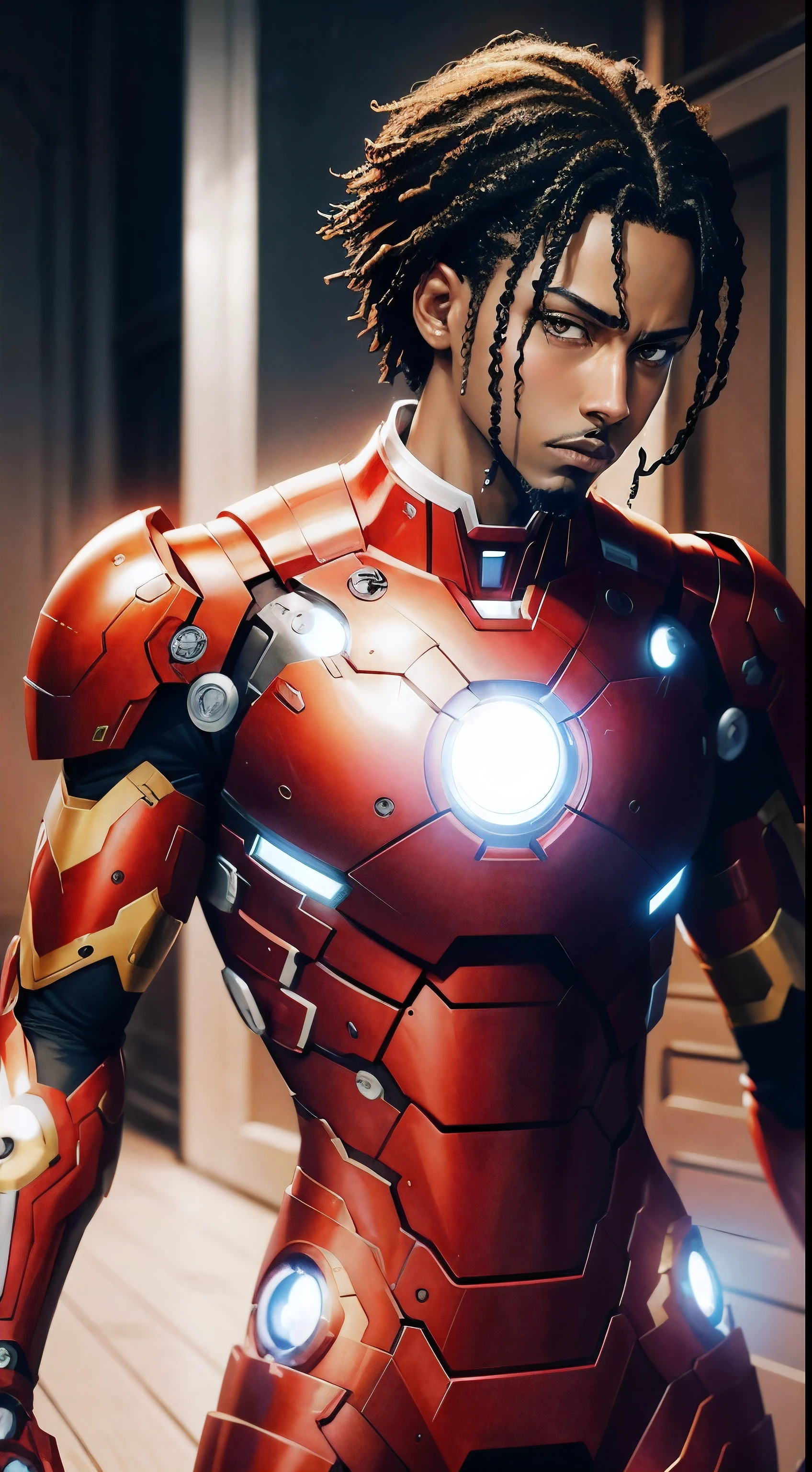 anime wallpaper levi ackerman wallpaper handsome black man as ironmanllenny Kravitz as ironman, levi ackerman as ironman artstyle, inspired by Hajime Isayama, levi ackerman, wallpaper!, Hajime Isayamastyle, fan art, , hq artwork
