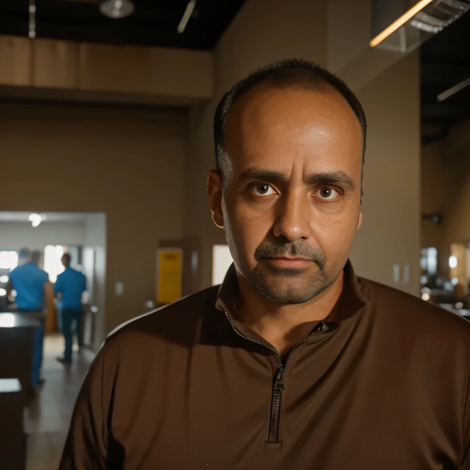 Pretty person. ultra-high resolution, man, approximately 40 years old, brown eyes and hair, short hair, photorealistic, , (modern scene: 1.3), Director of Photography, 4k, (photorealistic: 1.4), cinematic lighting, an electrical engineer, in a industrial environment with machines and electrical panels. Full front appearance