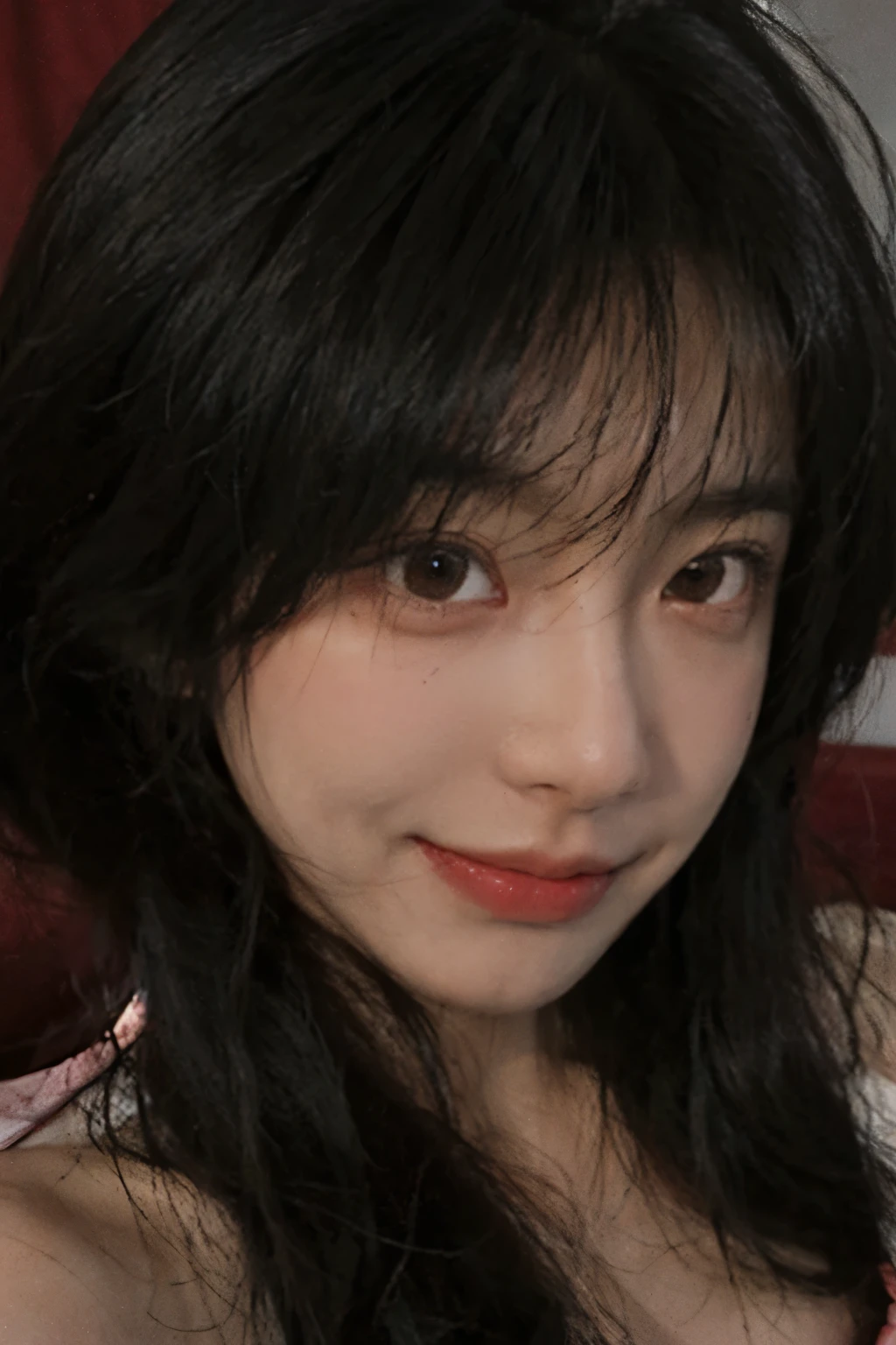best quality， ultra high resolution， （realistically：1.4）， a girl， A pair of clear and charming peach blossom eyes,Royal sister，a sense of atmosphere，a beautiful girl（gray hair fade：1）， （large cleavage：1.3）， looking at the audience， Close-up cleavage ，