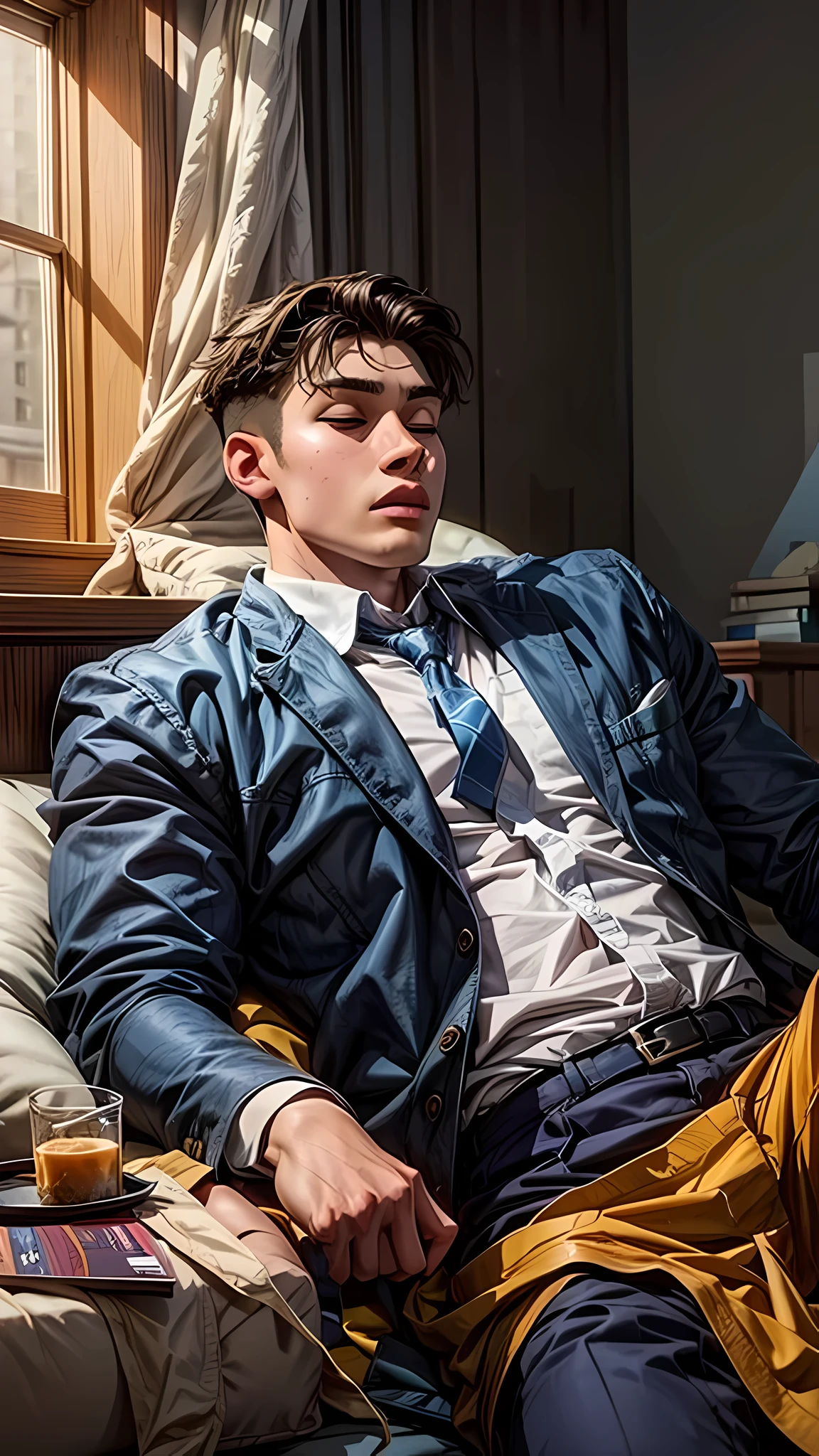 jovem o menino parece ter 20 anos, dormindo