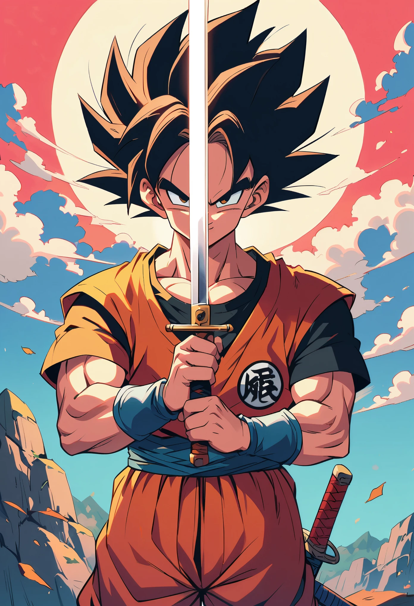 dragon ball,Sword in both hands
