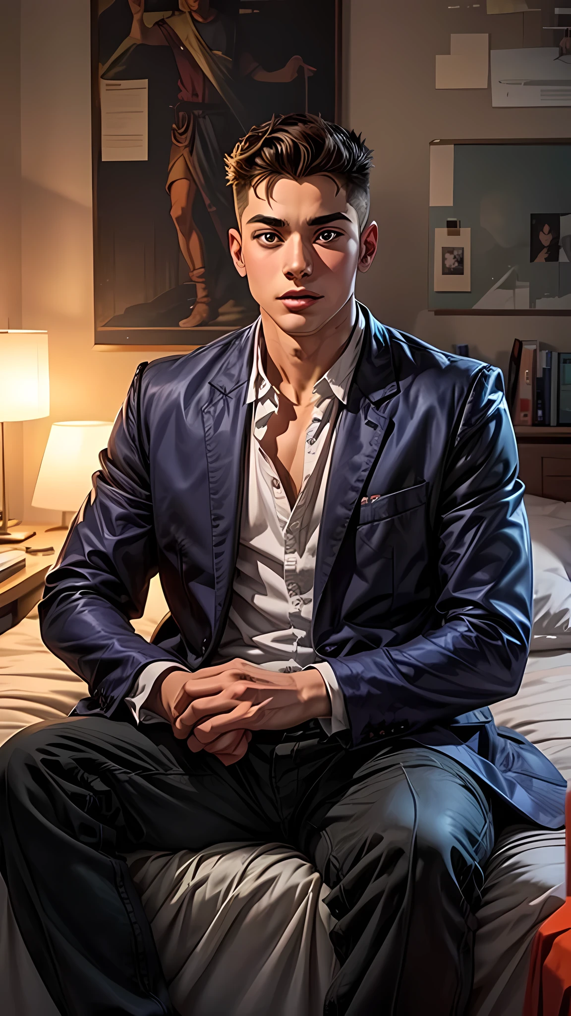 jovem o menino parece ter 20 anos, no seu quarto