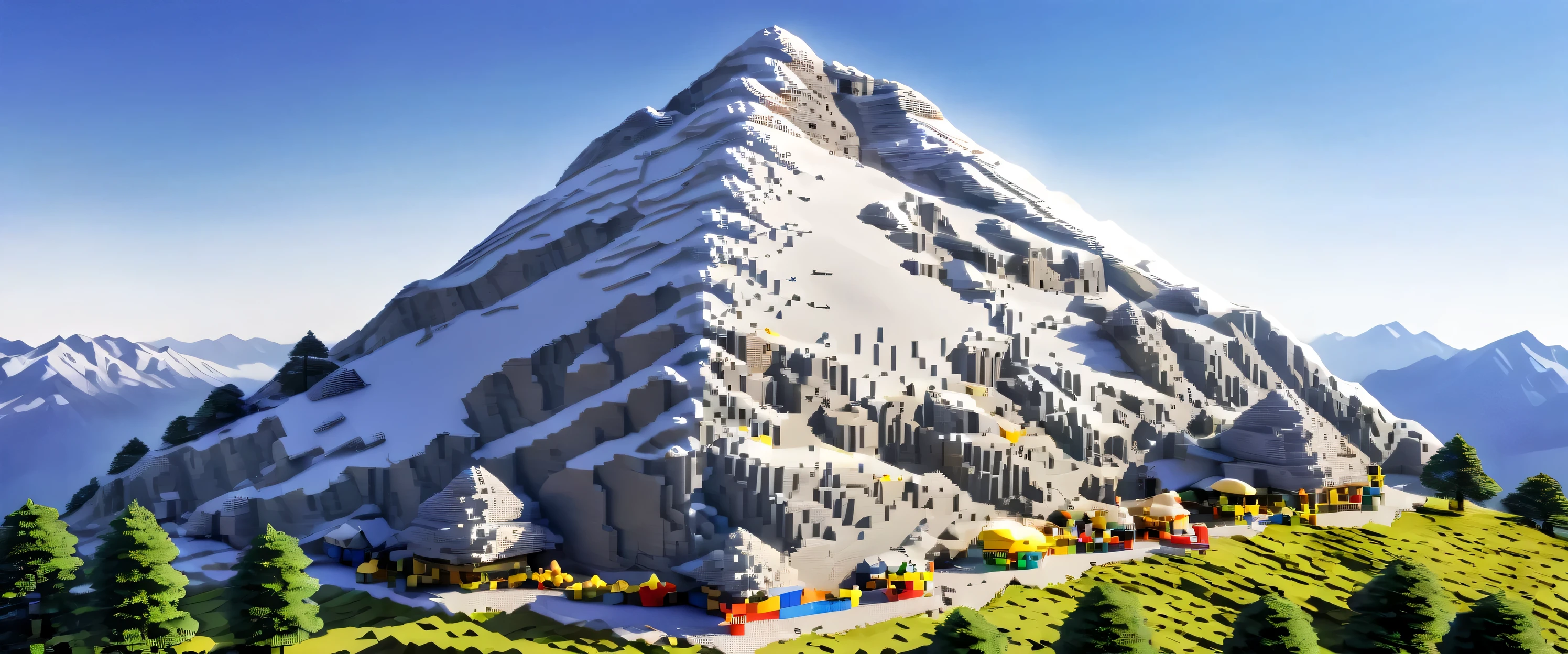 A MOUNTAIN BUT MAKE IT LOOK LIKE ITS MADE FROM LEGOS