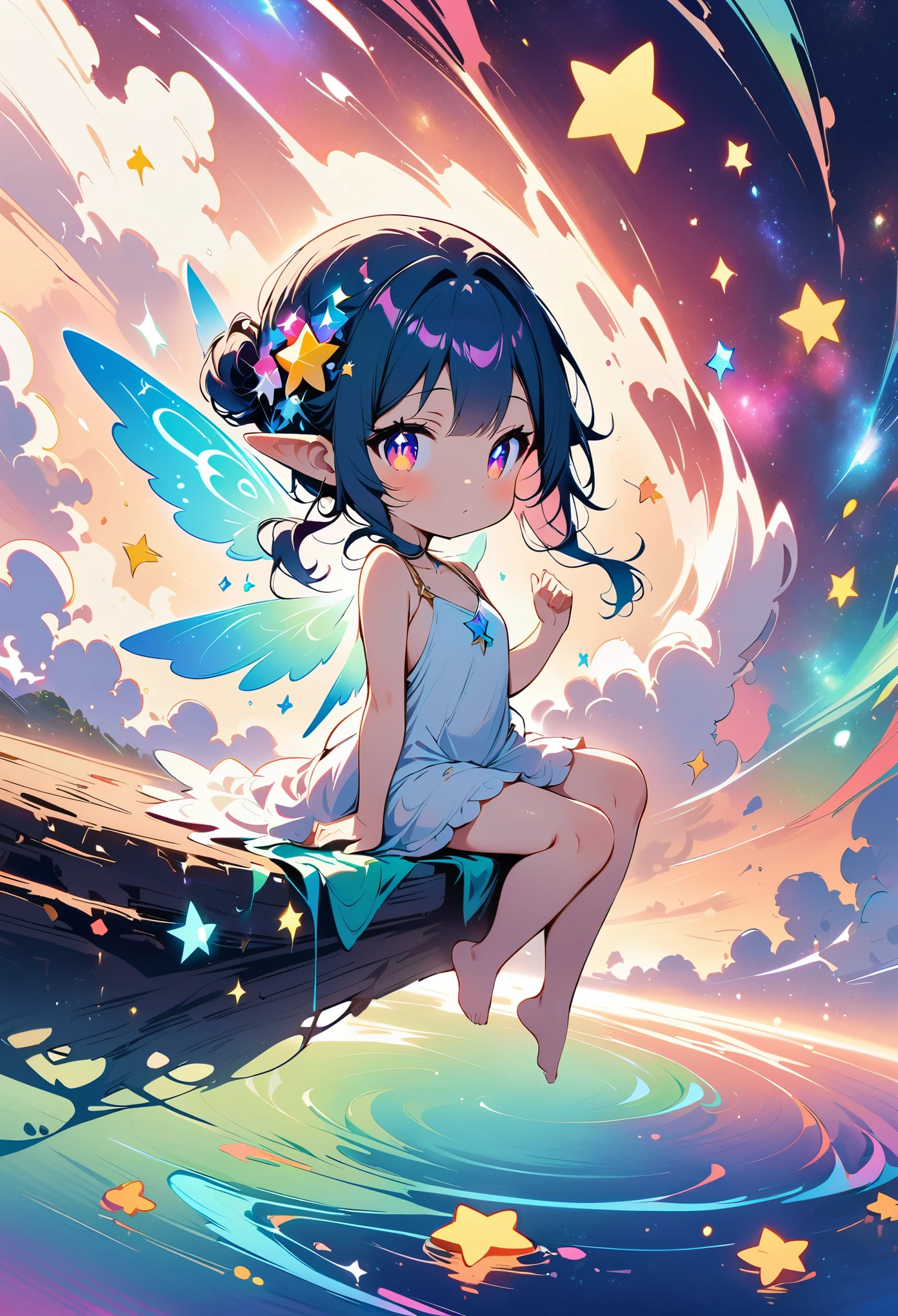 (masterpiece, best quality:1.2), 1 cute little fairy, alone，Star