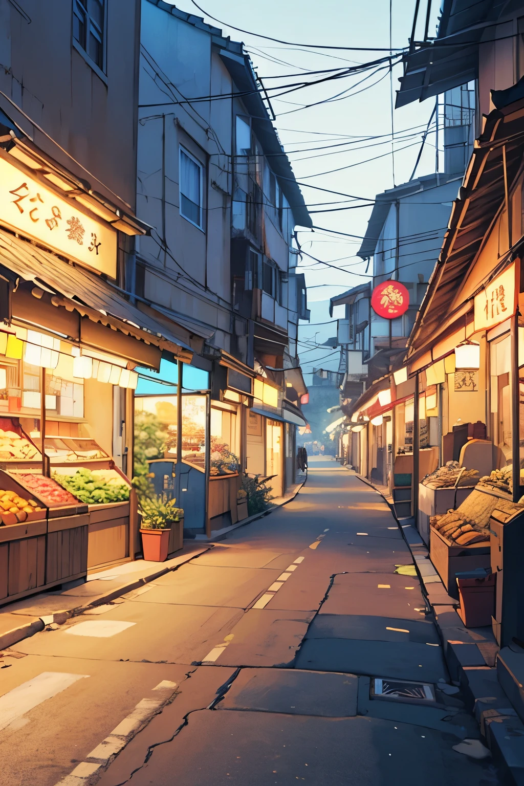 mercado,rua longa, fios de eletrecidade, japao, luzes neon, gato