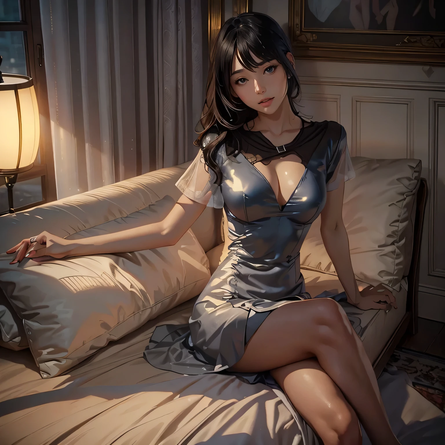 Around 30 years old, (Elegant and well-proportioned body shape), (high heels), (bob hair), (garter stockings and anklets), (spread your legs), wince,(orgasm:1.5),waiting for tongue,(Delicate and elegant light makeup), Delicate and beautiful fair skin, Detailed facial description with double beautiful eyes, Gentle eyes that shine with youth and innocence, Expressing the amazing beauty of youth, Adorable Japan Woman, A beautiful portrait that captures her enchanting charm. (8K, highest quality, masterpiece: 1.2), (Realistic and photorealistic: 1.37), (to office)