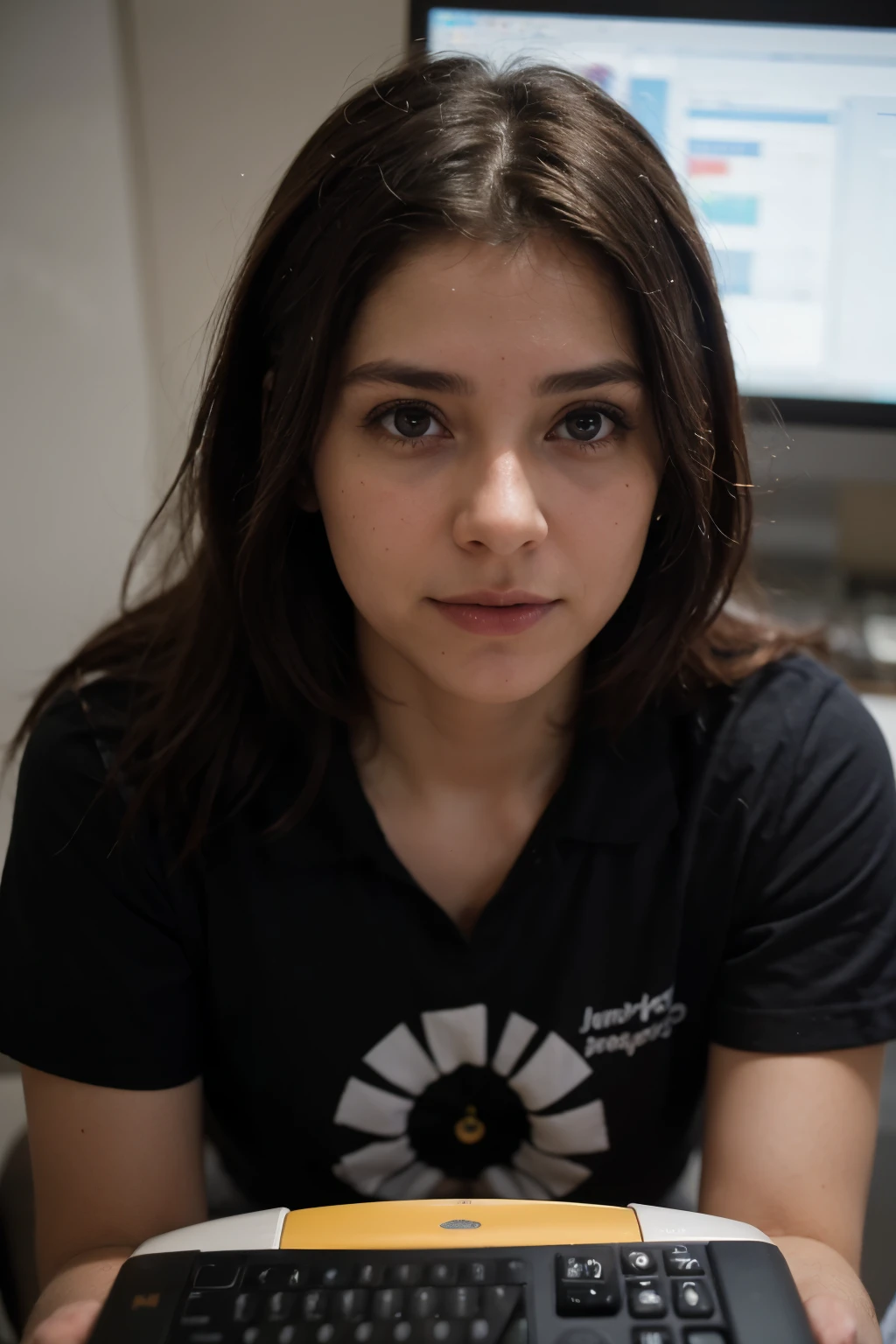 quiero que crees aun trabajador , de servicio tecnico con un fondo de un local de arreglo de computadoras, y quiero que este sea atractivo para el ojo humano, quiero que se muestre alegre y que sea llamativo }

