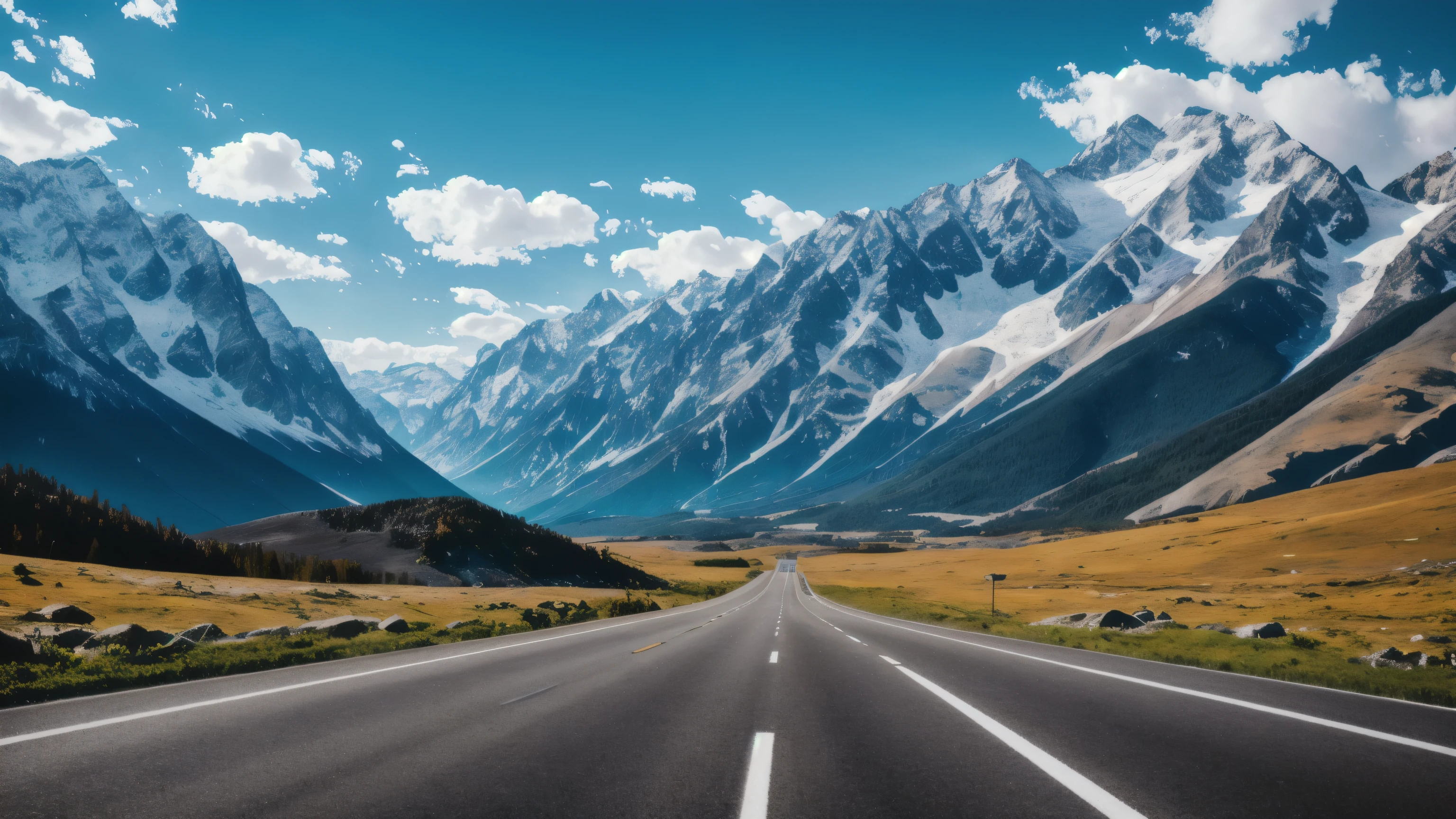 highway photo, steering us down roads we never even knew existed, photorealistic, europea mountains view, UHD, Cinematic color grading, deep depth of field  