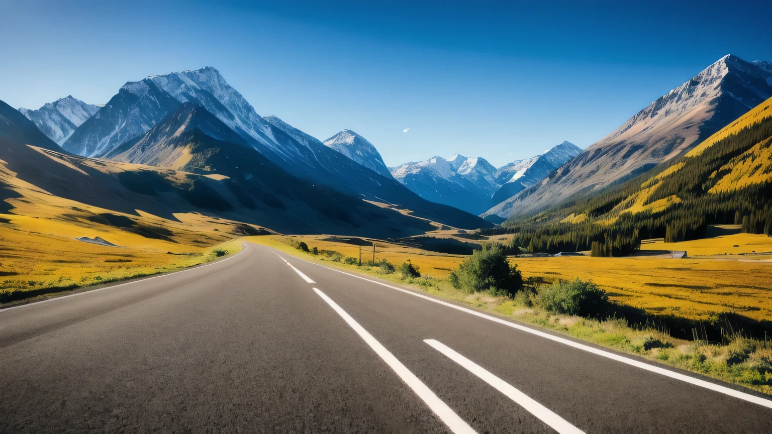 highway photo, steering us down roads we never even knew existed, photorealistic, europea mountains view, UHD, Cinematic color grading, deep depth of field  