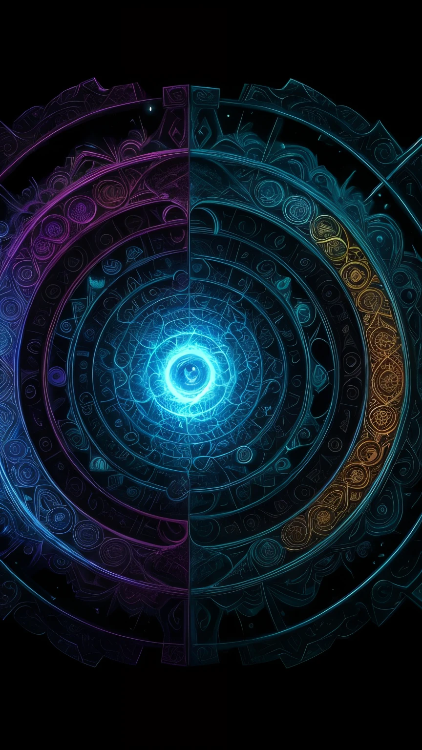 a breahtaking epic artwork of a mage,magic stone, a spell breaking the laws of phisics, (will break your mind, patterns, science, determinism, fate), crazy, surreal, non stoping entropy, space-time fabric, particles. lines, rectangles, spiral, [:(fibonacci):8],water, simulation