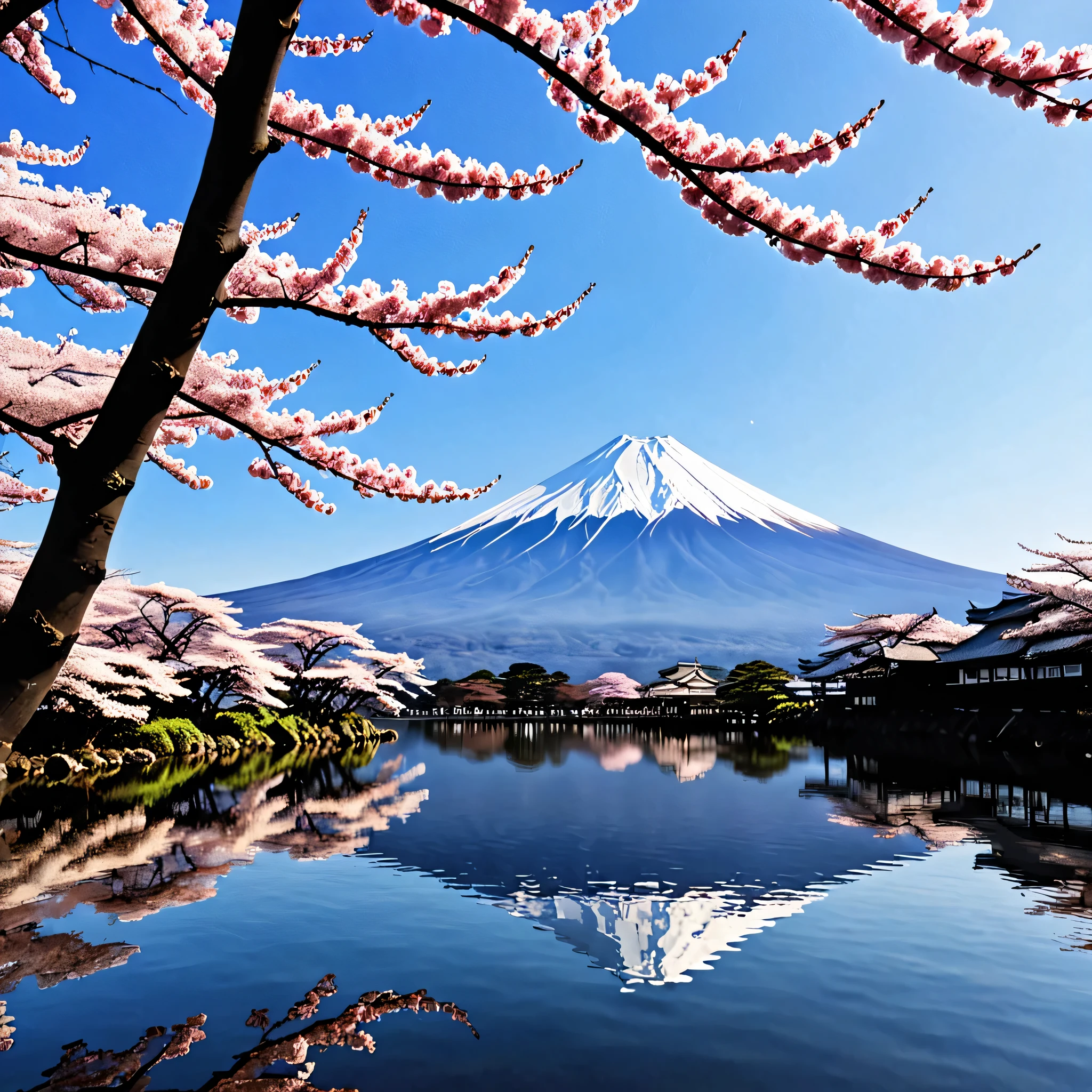 As an unparalleled genius of contemporary art, I、Iたちは本質を捉えた息をのむようなタブローを思い描いています.。 "reflection" In the quiet beauty of Fuji Mountain Five Lakes. imagine this: これらのnatureのままの湖の一つの静かな岸辺, 雄大なFuji Mountainのシルエット. Fuji Mountain rising on the horizon. Iのプロンプトは、We are looking for ultra-realistic illustration works that express the fantastical scene of cherry blossoms in full bloom..。, Delicate petals beautifully reflected on the calm surface of the lake., 象徴的なFuji Mountainを背景にそびえ立つ. Fuji Mountain. Each flower is carefully made, The viewer is transported to this idyllic setting.、evokes a sense of wonder and tranquility。. Use precise brush strokes and digital wizardry, 日本のnature美の時代を超越した魅力を凝縮した傑作を作ります, inviting viewers to immerse themselves in the harmonious interplay of reflection, nature, and culture.