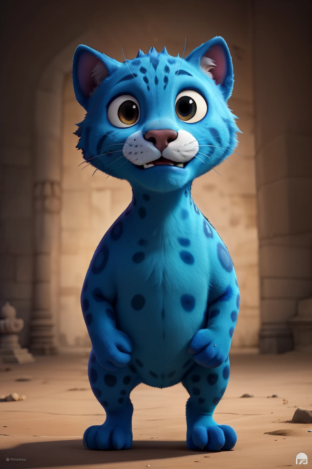 Un jaguar de Guatemala animado con un fondo de tikal futura que sea hecho de arte animado