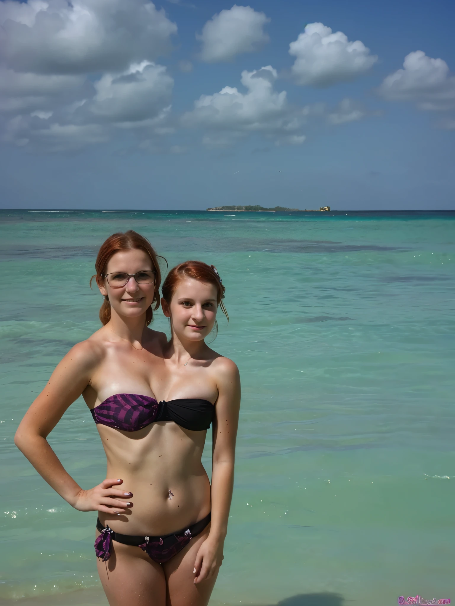 2heads, two headed girl, (a 30 year old woman and a girl:1.5), pale skin, (redhead:1.2)