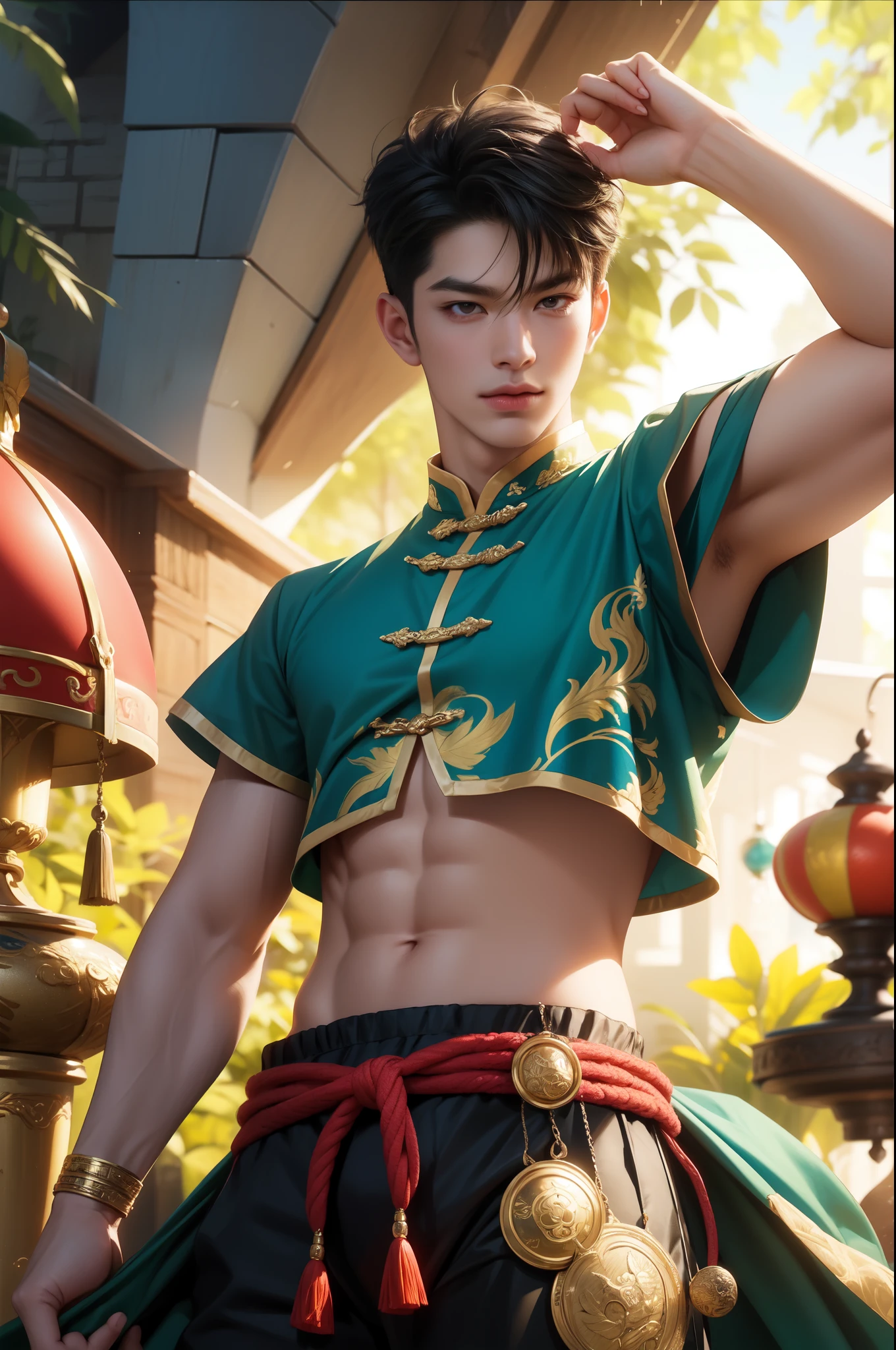 ((Best quality)), ((masterpiece)), (detailed), ((perfect face)), ((halfbody)) perfect proportions , colorful vibe ((perfect face)) detailed scenery background 