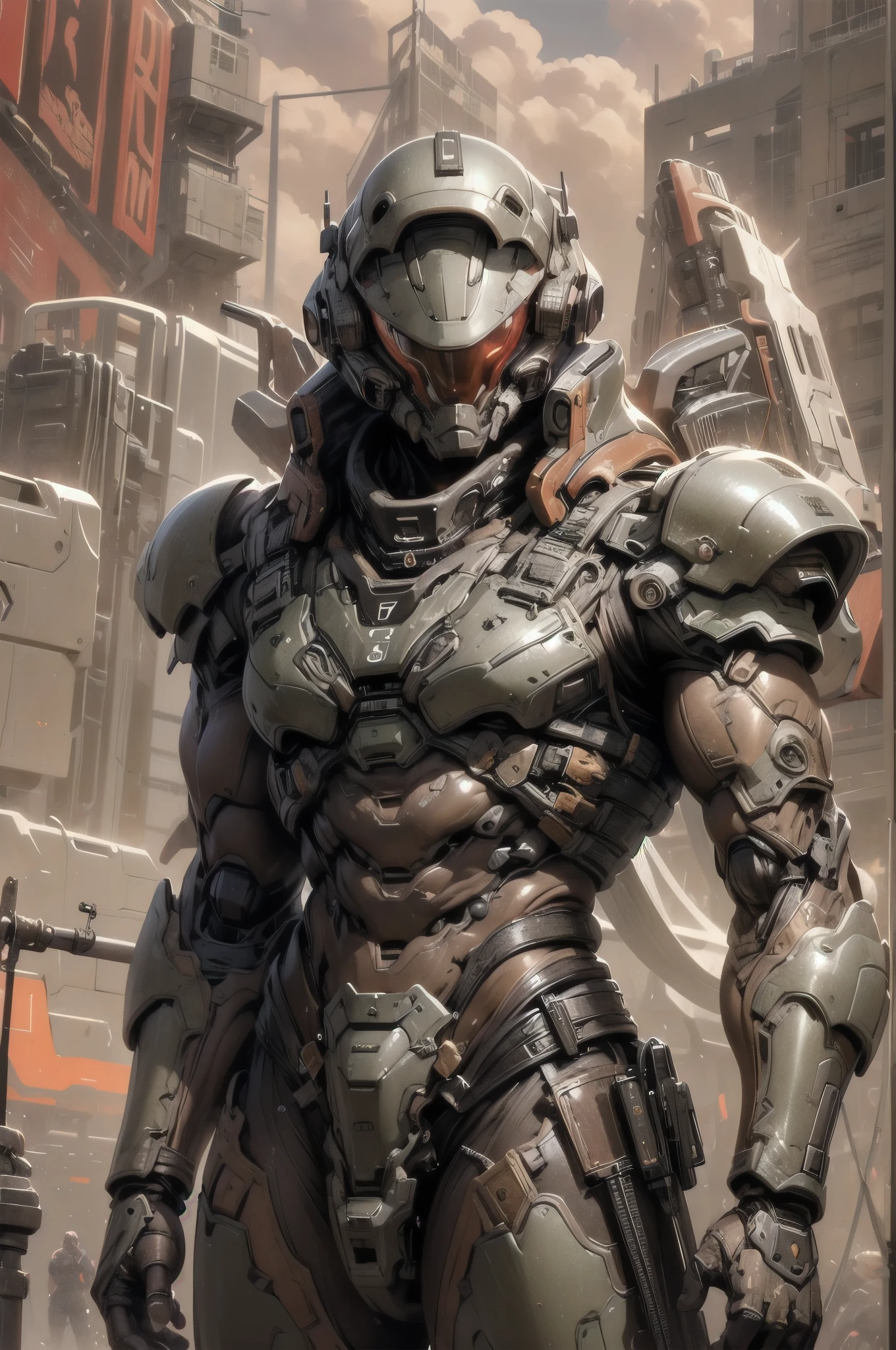 (((epic and visually stunning complex digital anime masterpiece:1.6, elegant decorated tactical military cyborg:1.3, ((gorgeous feminine male physique:1.3, graceful:1.4)) space soldier:1.3))), (((heavily muscled masculine chest:1.4, chiseled abs:1.4, heavily toned:1.4, slim yet muscular:1.3))), (((complex and beautiful:1.3, tactical:1.3, stunning scifi fantasy style:1.5, beautiful scifi style mechanical helmet:1.5, polarized visor:1.5))), (((elegant tactical double breasted trench coat:1.5, sleek exoskeleton:1.3))), (((form fitted armor plating:1.3, super sleek sensually revealing under suit:1.5, waist and thighs exposed:1.5)), ((flamboyant feminine essence:1.4, heavy mechanical gothic aesthetic:1.4)), ((androgynous body build)), (((toned yet heavily muscled gorgeous femboy physique:1.4, gorgeous perfectly defined muscles:1.4, toned sleek mechanical arms and legs:1.4, thick well rounded thighs:1.5, mechanical muscles))), ((((depth of field, cinematic lighting, chromatic aberration, ray tracing, UHD, masterpiece, top of head covered, super detail, high details, high quality, award winning, 8k, highres)))):1.6, (((dieselpunk, decopunk, artificial muscle))):1.6, (((beautifully engraved artdeco scifi style design:1.4)))