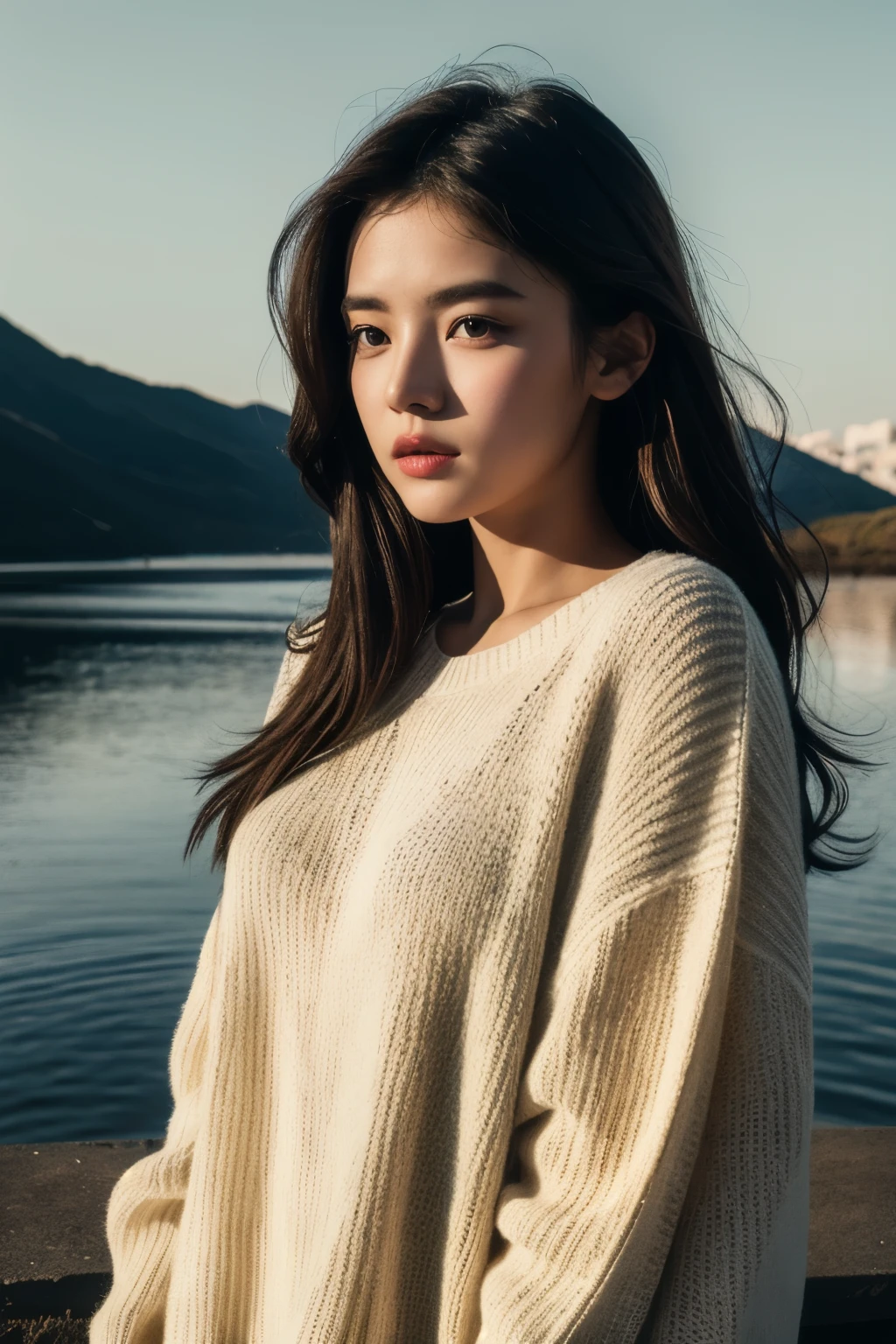 1girl,best quality,8K,cinematic lighting,ultra HD,masterpiece,ultra high res,(photorealistic:1.2),extremely high quality RAW photograph, beautiful scenary, wear sweater.
