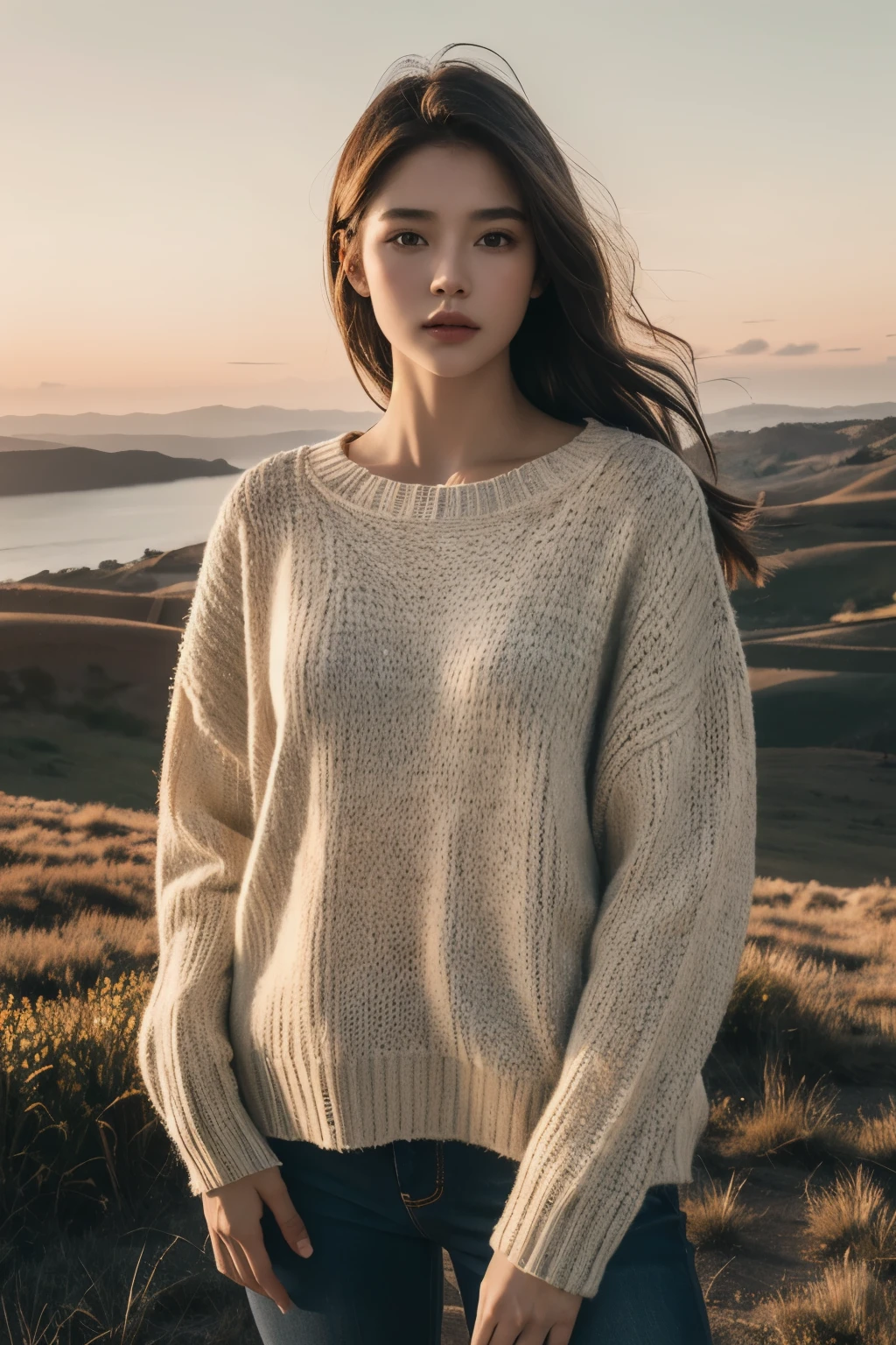 1girl,best quality,8K,cinematic lighting,ultra HD,masterpiece,ultra high res,(photorealistic:1.2),extremely high quality RAW photograph, beautiful scenary, wear sweater.
