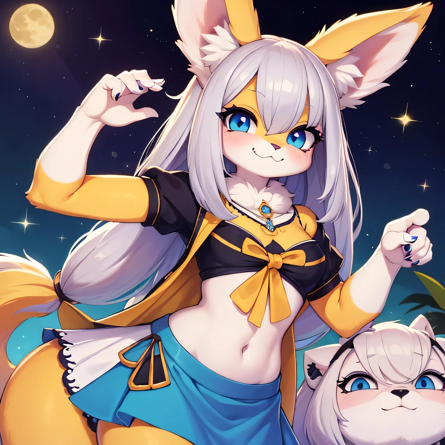 (cualquier cosa), ((obra maestra)) , ((Mejor calidad)), illustration, peludo, lobo, orejas de animales, cola, mono, 1 chica, sacar, parte superior del cuerpo, 1 chica, solo, ancho, pelo canoso, *//*, ojo azul, *//*, blusa blanca, mirando al espectador, sonrisa,