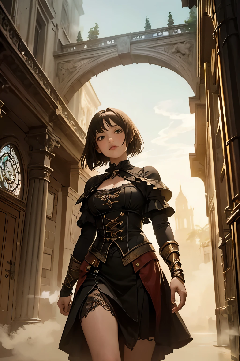 1girl, fantasy background, fantasy character, (((renaissance setting))), (((steam punk)))