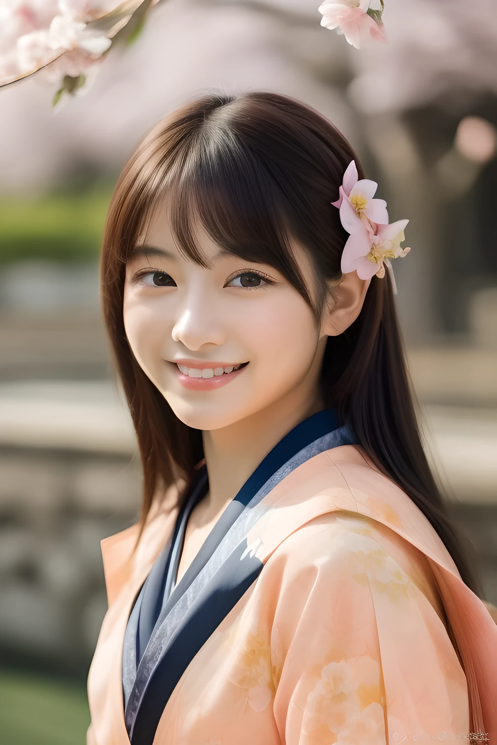 Ulchan-6500-v1.1,(masterpiece, highest quality:1.3), (Ultra-detailed 8K:1.2), (surreal:1.35),(Raw photo:1.2),High resolution, wallpaper,very intricate details, ultra hd,
break
(japanese woman:1.3), 20 years, (bewitching smile:1.3), (Super beautiful:1.3), beautiful skin, fine eyes, detailed face, long hair, (full shot:2.0),(Japanese clothing, kimono:1.4),(Cherry blossom temple in full bloom:1.3), look at the camera,