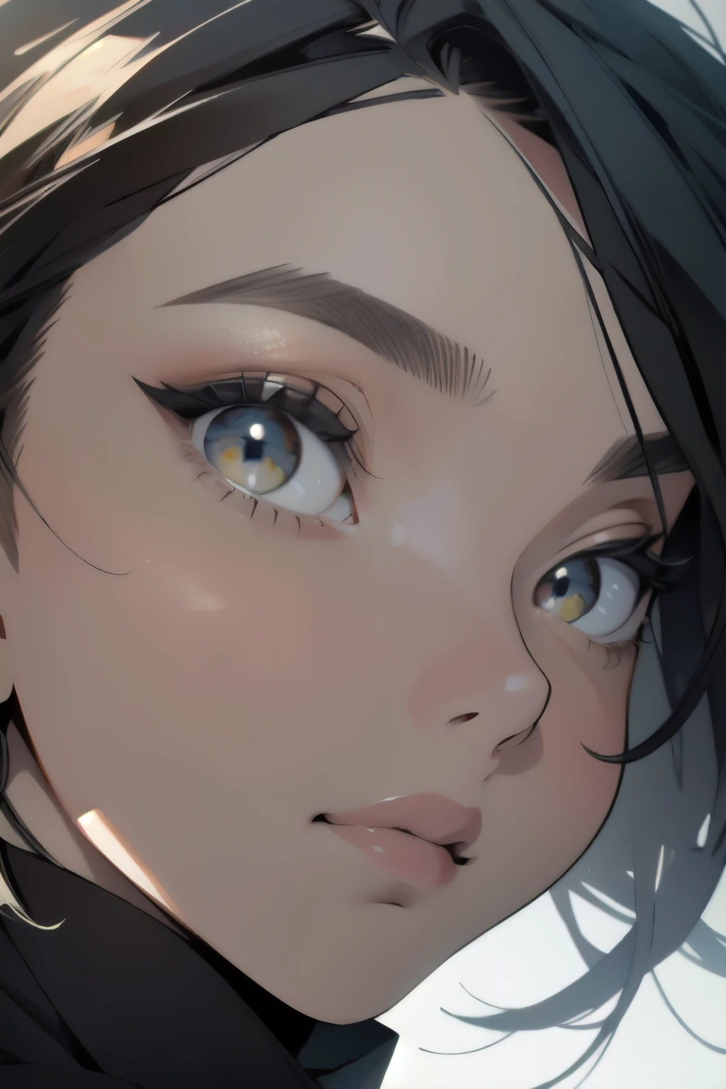2D illustration, anime, Portraiture, Manga style,  One Man, Black Hair、Short Hair, Purple eyes, compensate, beautiful, High resolution, masterpiece, Highest quality, Attention to detail, Attention to detailed eyes, Grain Filter, Detailed lips, High resolution, Ultra-detailed, High resolution, Black Hair，