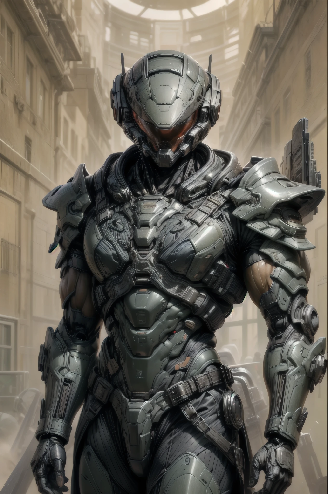 (((epic and visually stunning complex digital anime masterpiece:1.6, elegant decorated tactical military cyborg:1.3, ((gorgeous feminine male physique:1.3, graceful:1.4)) space soldier:1.3))), (((heavily muscled masculine chest:1.4, chiseled abs:1.4, heavily toned:1.4, slim yet muscular:1.3))), (((complex and beautiful:1.3, tactical:1.3, stunning scifi fantasy style:1.5, beautiful scifi style mechanical helmet:1.5, polarized visor:1.5))), (((elegant tactical double breasted trench coat:1.5, sleek exoskeleton:1.3))), (((form fitted armor plating:1.3, super sleek sensually revealing under suit:1.5, waist and thighs exposed:1.5)), ((flamboyant feminine essence:1.4, heavy mechanical gothic aesthetic:1.4)), ((androgynous body build)), (((toned yet heavily muscled gorgeous femboy physique:1.4, gorgeous perfectly defined muscles:1.4, toned sleek mechanical arms and legs:1.4, thick well rounded thighs:1.5, mechanical muscles))), ((((depth of field, cinematic lighting, chromatic aberration, ray tracing, UHD, masterpiece, top of head covered, super detail, high details, high quality, award winning, 8k, highres)))):1.6, (((dieselpunk, decopunk, artificial muscle))):1.6, (((beautifully engraved artdeco scifi style design:1.4)))
