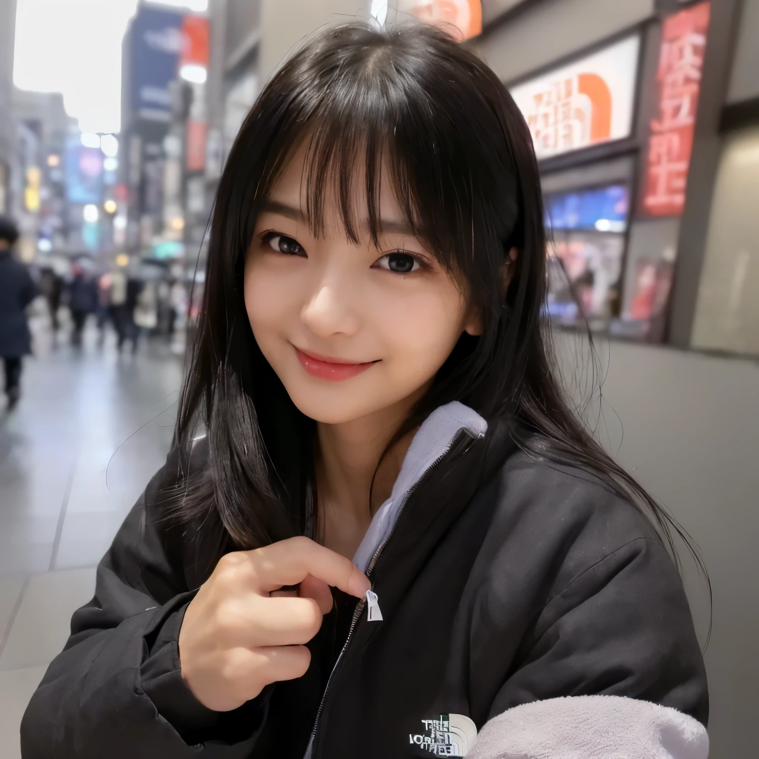 ((最high quality、8K、masterpiece:1.3))、concentrated:1.2、perfect body beauty:1.4、butt:1.2、small breasts:1.2,((rain、超最high quality、masterpiece、超High resolution、(realistic:1.4)、非常にdetailedな CG Unity 8K 壁紙、detailedで複雑な、original、High resolution、Raw photo、(perfect body shape)、detailedで複雑な,、Digital single-lens reflex camera、soft writing、high quality、Fujifilm XT3、50MM lens、Backlight、HDR、hyper real、color grade、dynamic pose、Japanese、laughter、thin lips、bangs、(crowded akihabara:1.2)、Front view View viewer、Natural light、baby、20-year-old、whole body、solo、sweater、skinny denim、daytime、deep shadow、cute、beautiful woman、Inconspicuous、Cold light 12000K \\ street、Inside the store、akihabara、Shinjuku、Shibuya Ward、Ikebukuro、detailedな現実的、detailed、skin texture、超detailed、realistic skin texture、(dramatic、Award-winning photo、信じられないほどのmasterpiece:1.3):1.3)、非常にdetailedな顔とskin texture、narrow eyes、double eyelid、whitened skin、hair length、laughter、long legs:1.5、whole body:1.5、Best proportions with 4 fingers and 1 thumb、smile、facial texture: 1.3、winter、beautiful eyes、real face、real skin、lifelike face、realistic skin、detailed eye、detailed facial features、Detailed clothing characteristics、detailedな顔付き、Shibuya cafe 1.5,(the north face の黒いdown jacket:1.5),
