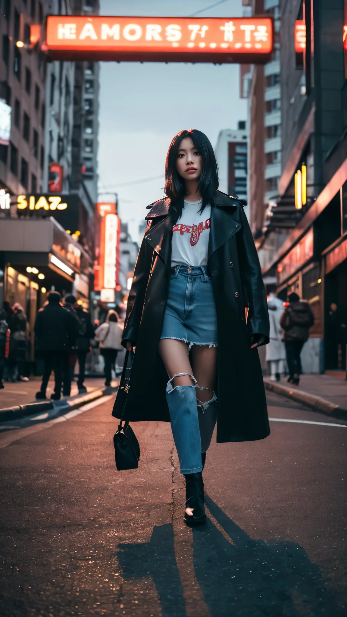 Lofi style girl in cyberpunk city