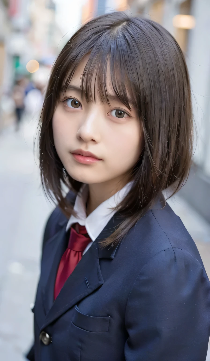 (flat chest:1.3), straight hair, 1 girl, beautiful, cute, professional lighting, highest quality, well-groomed face,beautiful woman, (school uniform:1.5), beautiful, (short hair:1.3)
