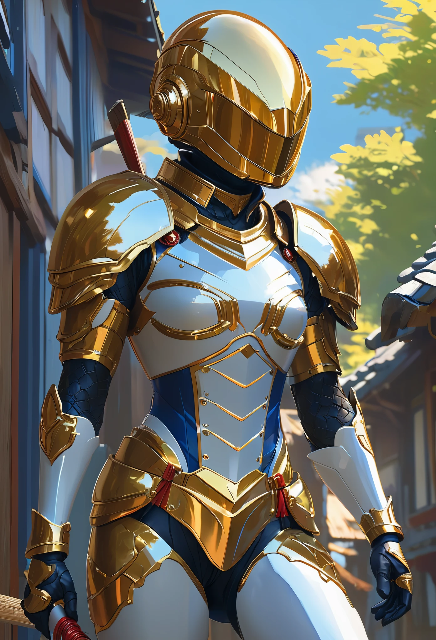 egg armor, D&D, fantasy, highly detailed, digital painting, trending on artstation, concept art, sharp focus, illustration, art by artgerm and greg rutkowski and magali villeneuve, red white and gold color scheme, heroic pose, blue and gold, acrylic painting, trending on pixiv fanbox, palette knife and brush strokes, style of makoto shinkai jamie wyeth james gilleard edward hopper greg rutkowski studio ghibli genshin impact, full color range