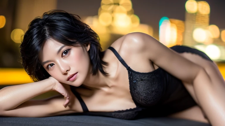 (realistic:1.3), finely detailed, quality, Rembrandt lighting, (masterpiece:1.2), (photorealistic:1.2), (best quality), (detailed skin:1.3), (intricate details), dramatic, ray tracing, 1girl, Japanese girl, clear cute face, smiling, short hair, bangs hair, 21 years old, (medium breasts:1.3), shirt, mini skirt, open clothes, pantyhose, black pantyhose, at home, looking at viewer,