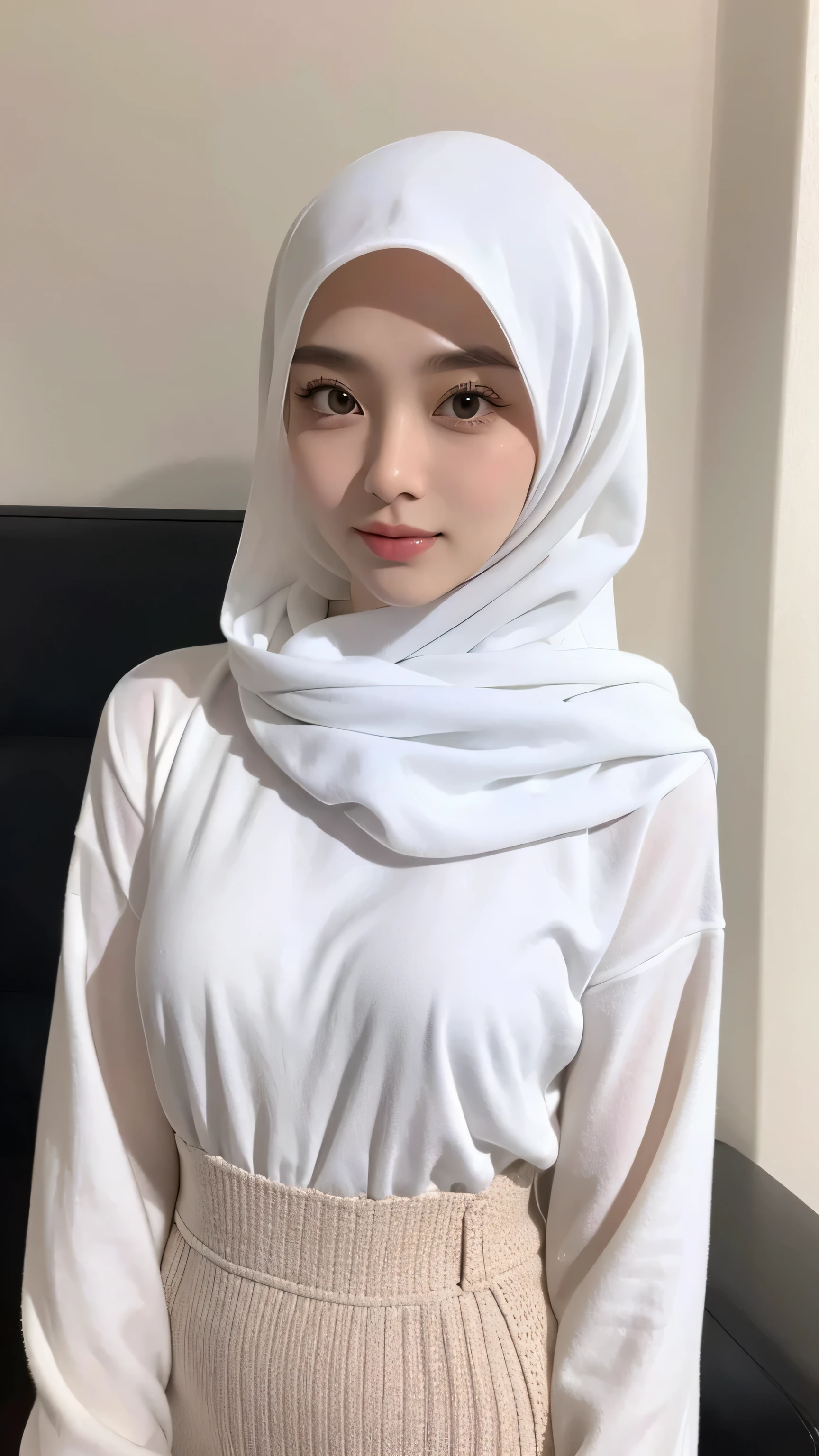 (masterpiece),(very detailed),a asian woman wearing a hijab and a black and white shirt, beautiful aesthetic face, her skin is light brown, girl cute-fine-face, attractive female face!!!, with accurate face, attractive beautiful face, beautiful delicate face, very pretty face, with cute - fine - face, hijab, attractive girl, cute - fine - face, cute-fine-face