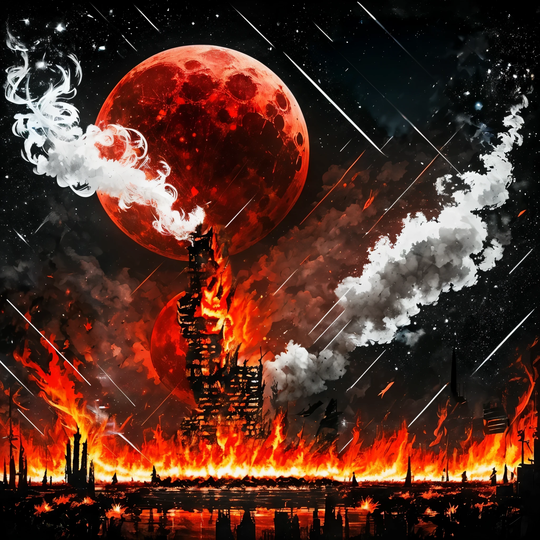 Red bird on the black sky, (((masterpiece))), (Best quality:1.3), (flat color:1.3), (colorful:1.3), (((gloomy))), ((emphasis on bird)), (((red raven))), Red Bird, летящая Red Bird, (Geometric pattern:1.4), Modernism, and minimalism