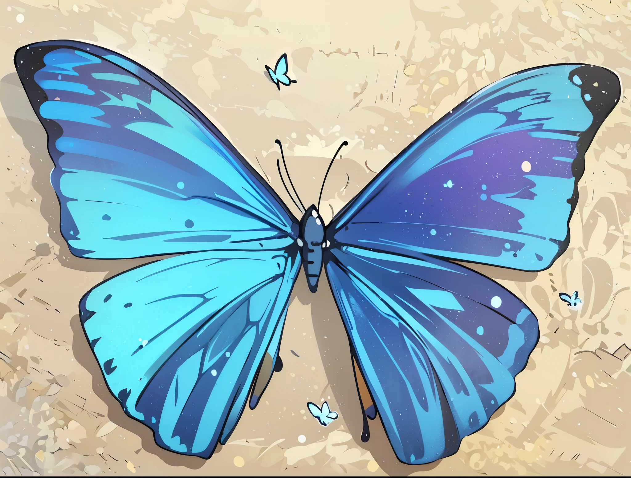 line sticker, minimal, flat colours, simple lines, aurora morpho butterfly, blue iridescent butterfly, frontal, logo, sticker, blue, indigo, aesthetic, pretty, white background, no background, vector ilustartion