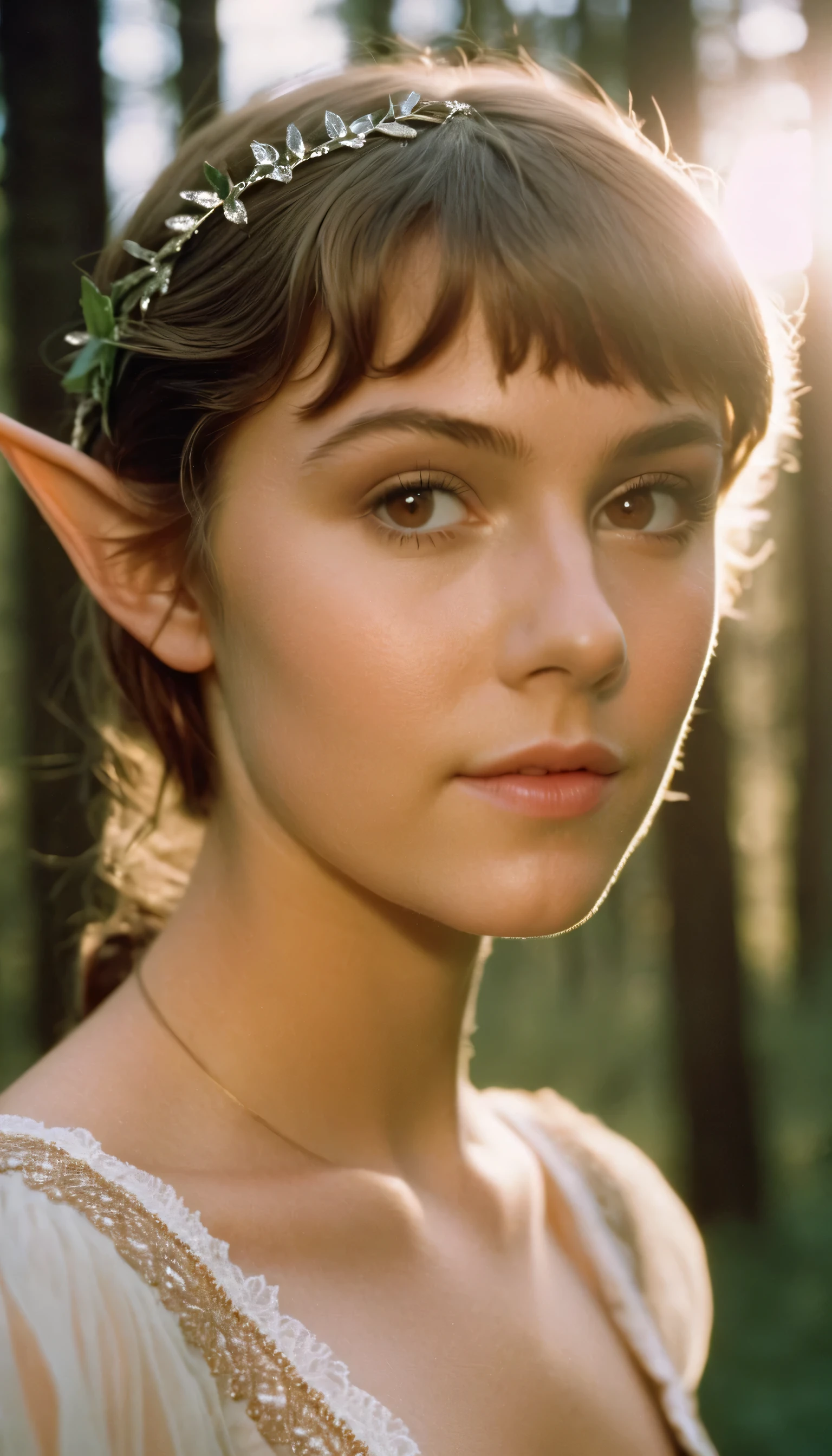 analog film photo, photo of a young girl, (elven panties:1.1), elf, elf ears, long pointy ear tips, brown eyes, light-brown sun-tanned skin, goosebumps, pretty, natural beauty, resembles a young Mary Elizabeth Winstead, misty morning, elven forest, RAW Photograph, dslr, soft lighting, high quality, film grain, Fujifilm XT3, detailed skin with visible pores, insane details, masterpiece, 8k, 35mm photograph, dslr, kodachrome, faded film, desaturated, 35mm photo, grainy, vintage, Kodachrome, Lomography, stained, highly detailed, found footage, elven ears