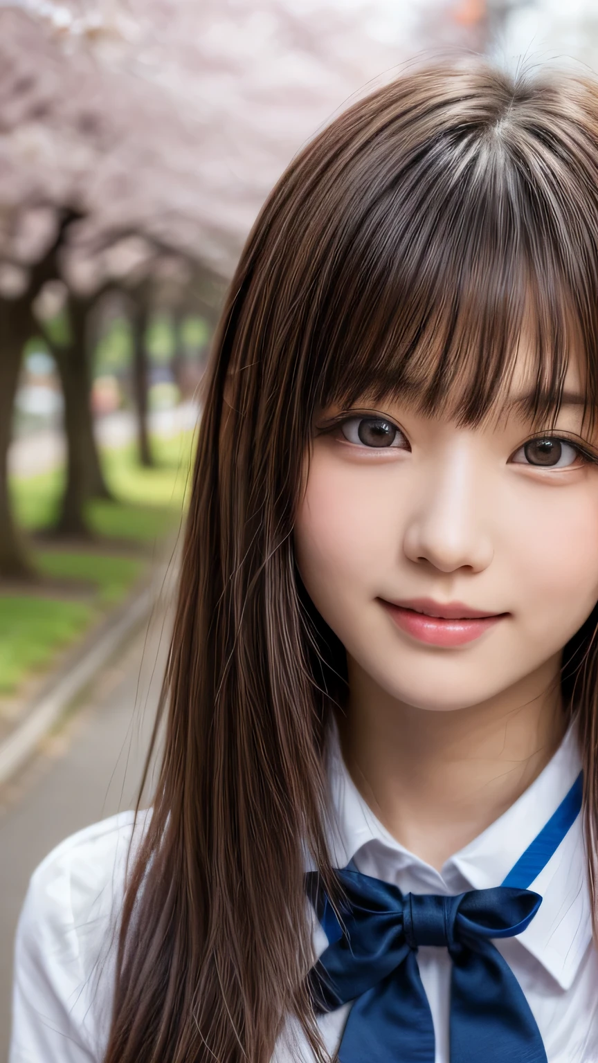 one girl, (a beauty girl, delicate girl:1.3), (:1.3),
break, (spring, cute uniform:1.3),
break, (Street view:1.3), (cherry blossoms fall:1.3), (wool gloves), perfectly trimmed fingers,
break, very fine resolution, (symmetrical eyes:1.3),
break, small breasts, brown eyes, parted bangs, brown hair, girl,
break, (Eye and face details:1.0), (get closer to the face, enlarge the face, face focus:1.0),close up of face,
break, (masterpiece, highest quality, Super detailed, detailed face, 8K),SakuraFubuki,cherry blossom petals,smile,random pose
