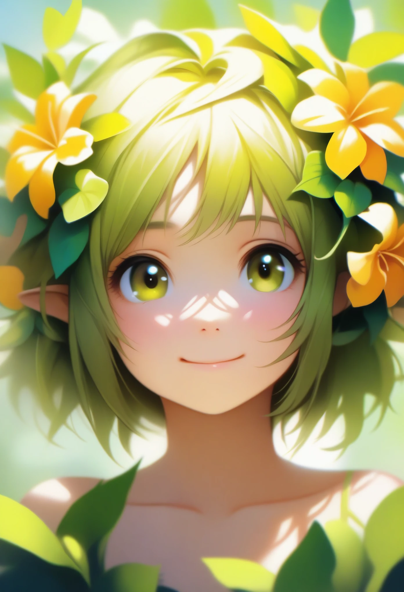 cute and beautiful flower fairy,girl,portrait,Upper body,,beautiful flowers around々,smile, bailong plant girl,BREAK High quality rendering,confused,Ultra realistic shadows,8k