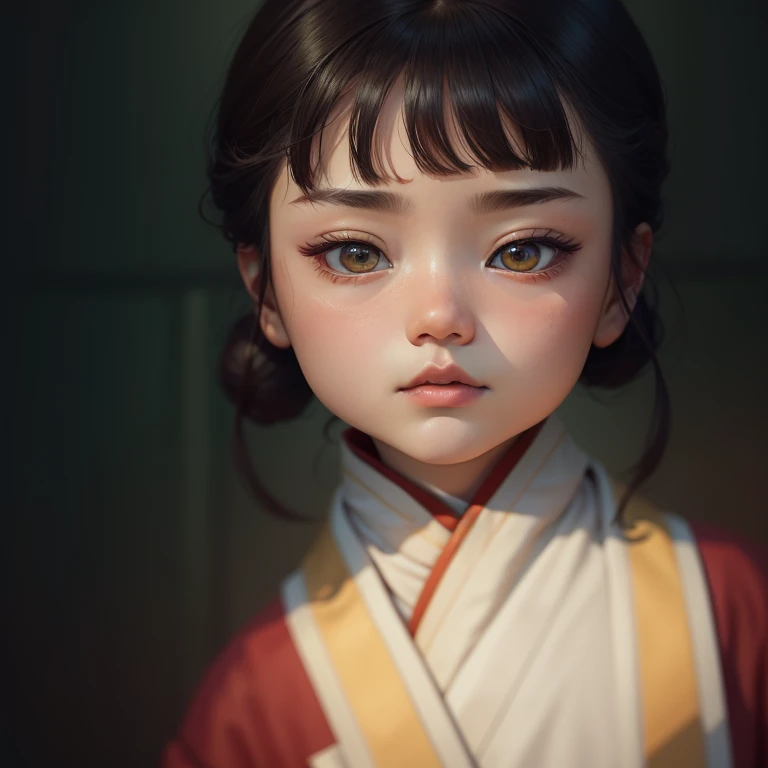 Close-up of a doll wearing a red dress and a green skirt, ball jointed doll, cute porcelain doll, 日本porcelain人体模型, palace ， A girl wearing Hanfu, bjd, art doll, Chinese baby face, Gurwitz Masterpiece, face up, detailed picture, face up, porcelain, daoshu, yanjun chengt