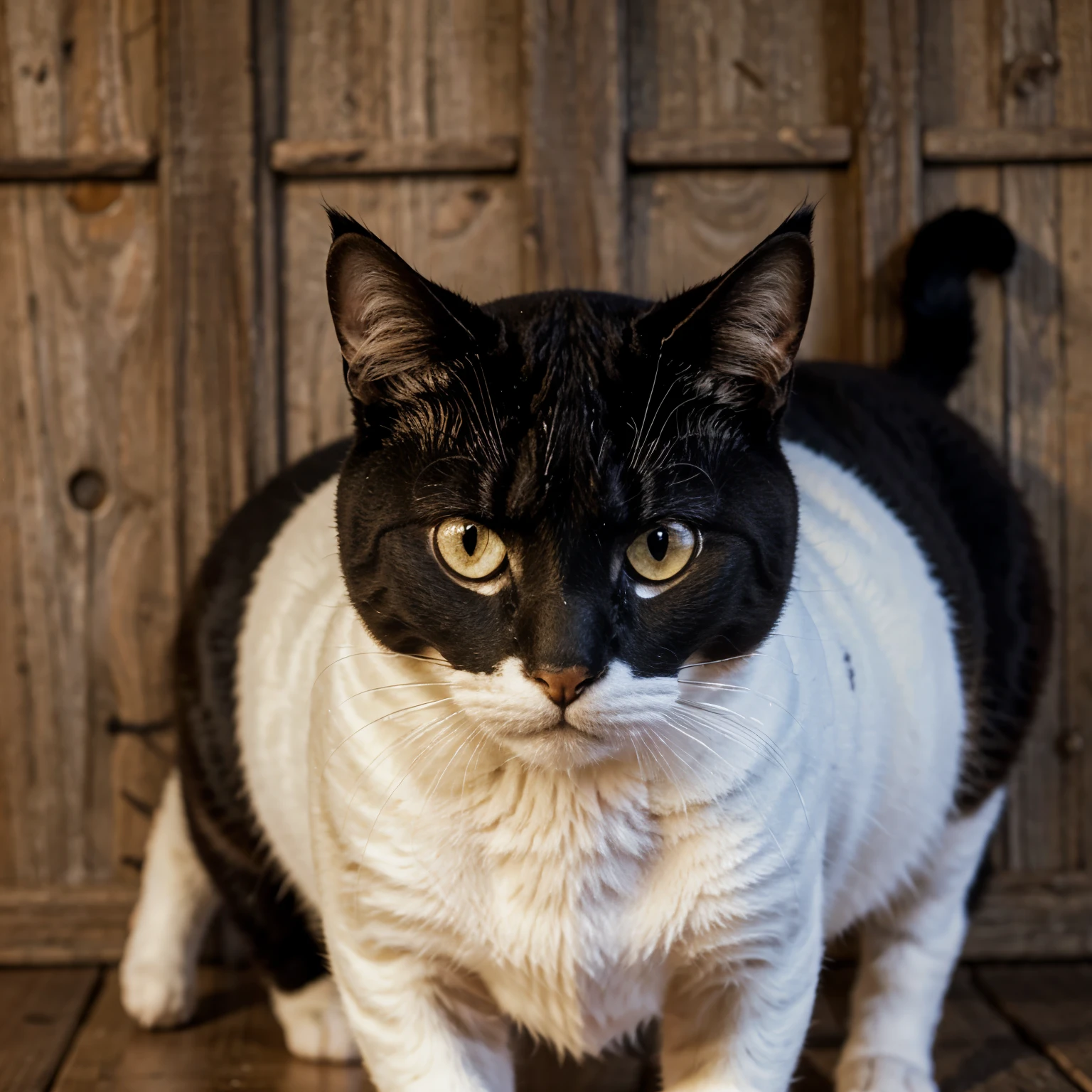 Gato blanco mancha negra