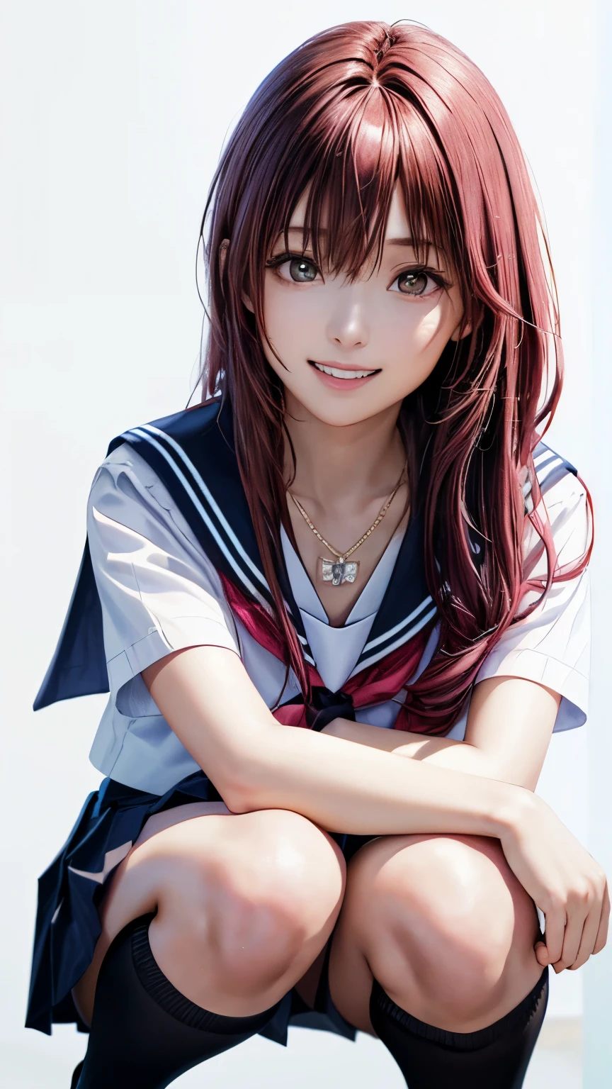 Arafed image of a woman with long red hair and a sailor outfit - SeaArt AI