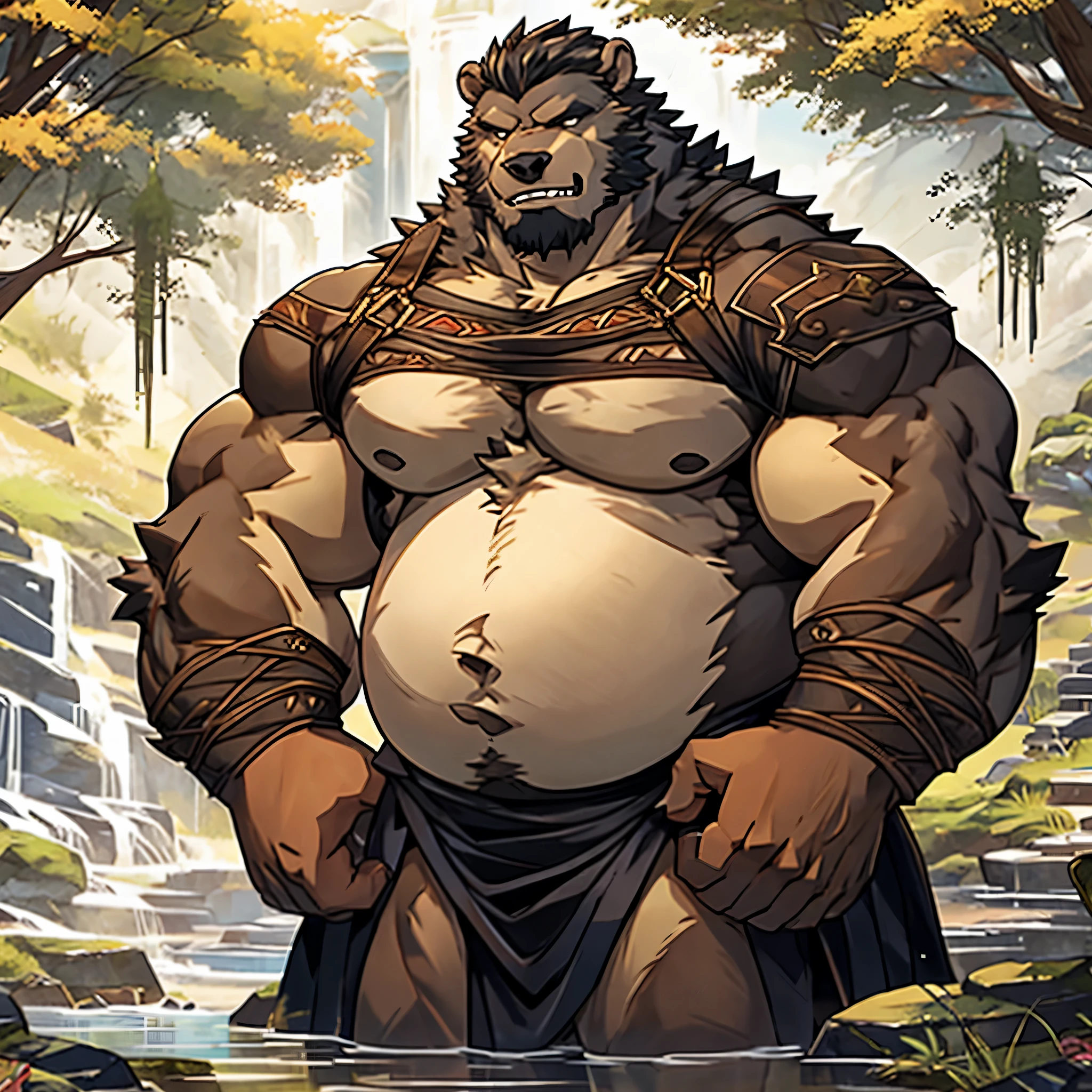 Alone, ORCBEAR, Male, muscle, intestinal muscle, big belly, calnçan, large, Male mature, old.