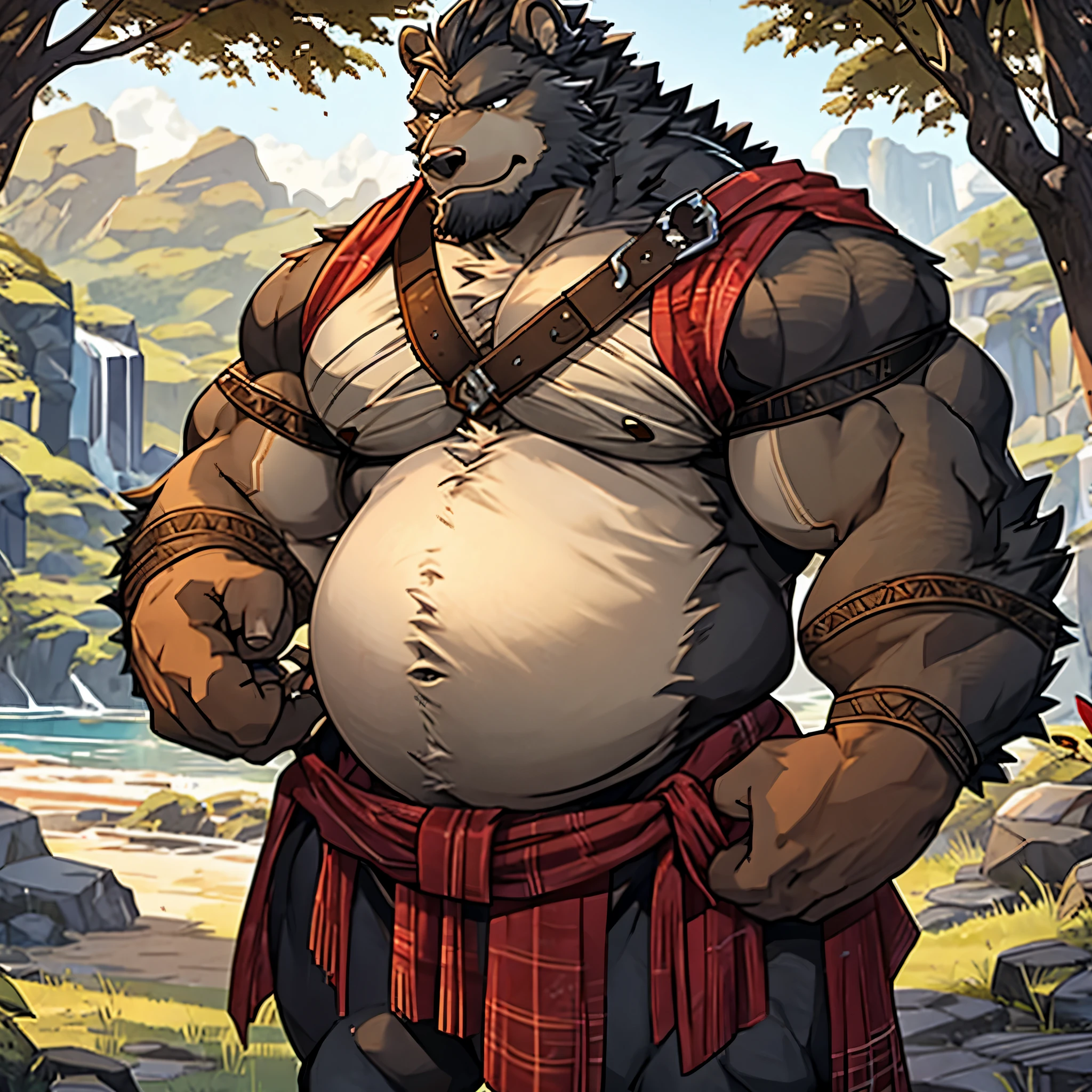 Alone, ORCBEAR, Male, muscle, intestinal muscle, big belly, calnçan, large, Male mature, old.