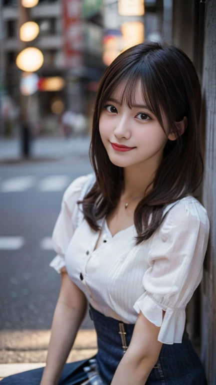 (highest quality,masterpiece:1.3,ultra high resolution),(Super detailed,caustics,8K),(realistic:1.4,RAW shooting),1 girl,(smile and look down at the camera),(front shot:1.1),(look forward),25 years old,cute,Japanese,glamorous,(small tits),( close),(chest focus),street,sunlight,Natural light,(Backlight),(A bright light shines from behind),(Lens flare),professional writing,(cowboy shot),(low position:1.3),(Low - Angle:1.3),mini skirt,trendy fashion,full body shot