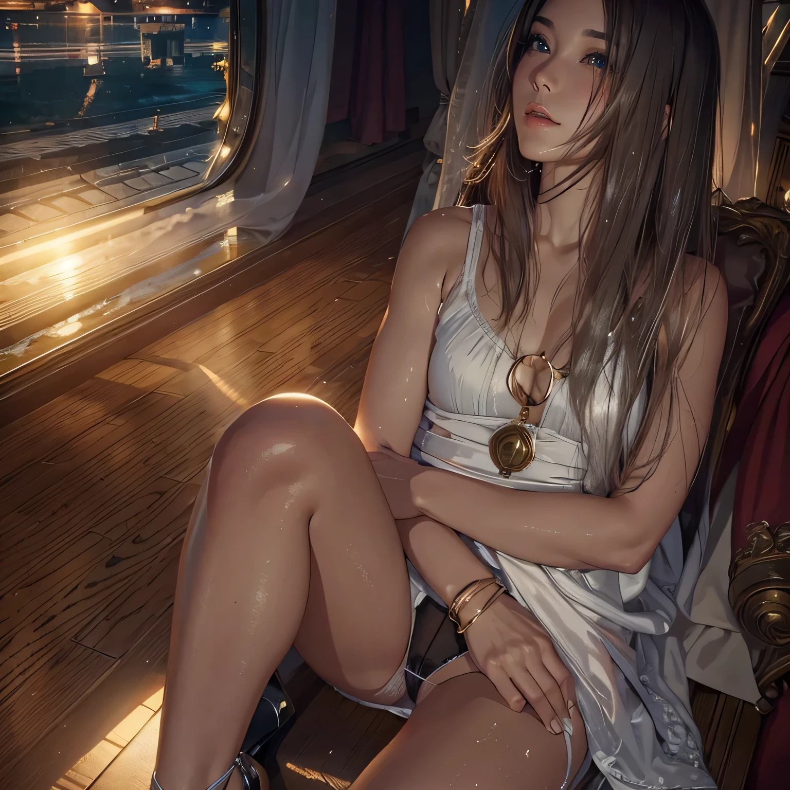 Around 30 years old, (Elegant and well-proportioned body shape), (high heels), (bob hair), (garter stockings and anklets), (spread your legs), wince,(orgasm:1.5),waiting for tongue,(Delicate and elegant light makeup), Delicate and beautiful fair skin, Detailed facial description with double beautiful eyes, Gentle eyes that shine with youth and innocence, Expressing the amazing beauty of youth, Adorable Japan Woman, A beautiful portrait that captures her enchanting charm. (8K, highest quality, masterpiece: 1.2), (Realistic and photorealistic: 1.37), (to office)