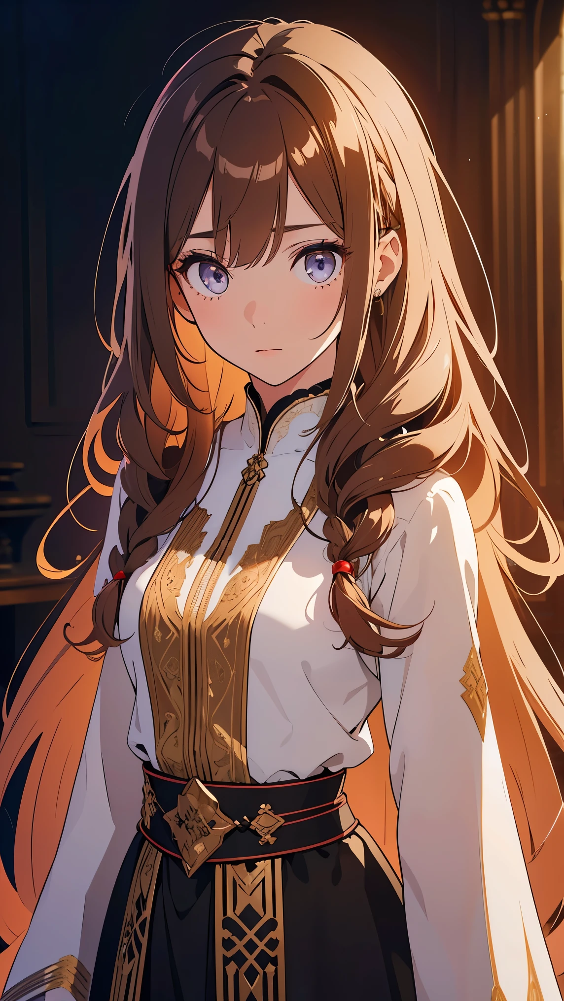 Girl1,(light brown long hair, curly hairstyle,Honey-colored eyes,Long eyelashes),(white eye shadow),full body, (black Arabic abaya dress,red waist belt),(Highly detailed CG,module,8K wallpapers)،(Highest quality, high resolution, beautiful lighting, realistic shadow, high resolution)،(Detailed skin, highly detailed, detailed faces and eyes, realistic eyes)